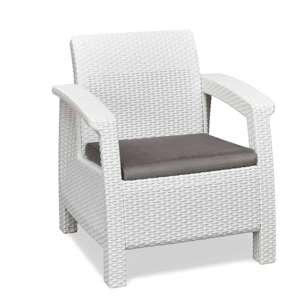 Nilkamal Goa Plastic 1 Seater Sofa with Cushion (Milky White and Grey) - Image 5