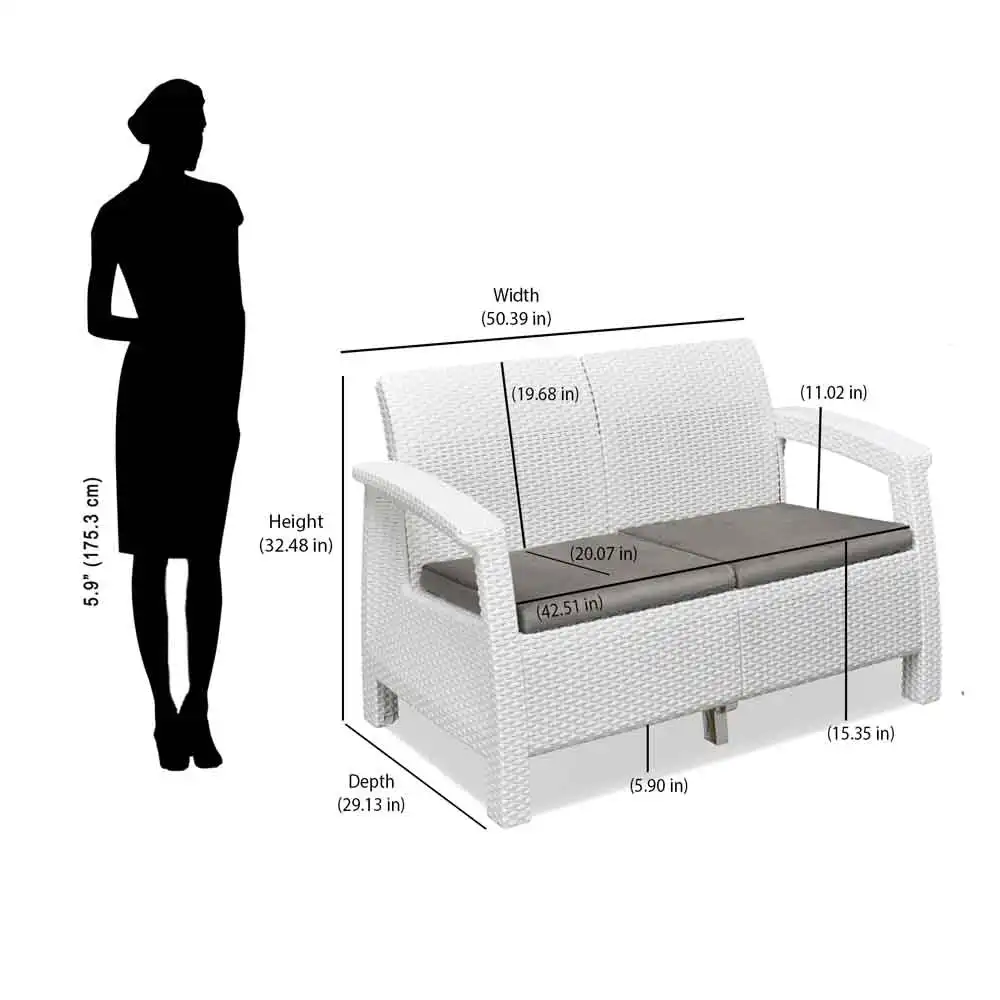 Nilkamal Goa Plastic 2 Seater Sofa with Cushion (Milky White and Grey) - Image 11