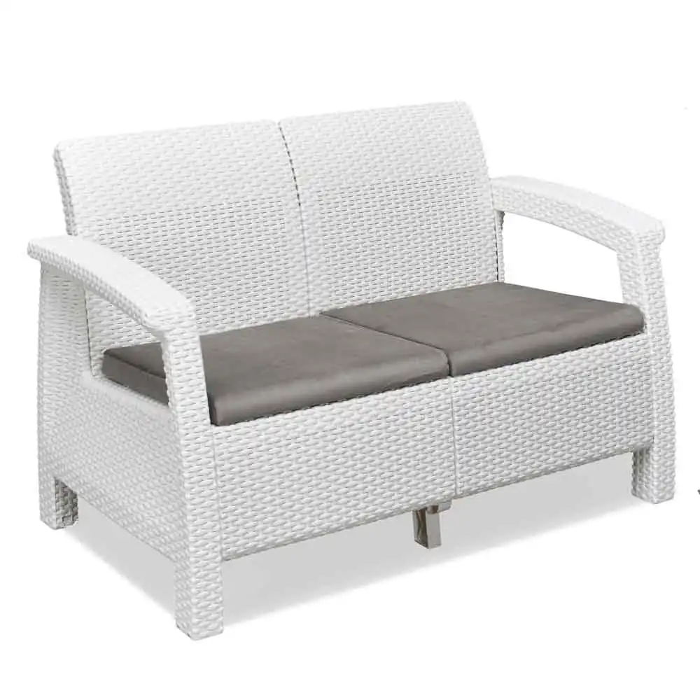 Nilkamal Goa Plastic 2 Seater Sofa with Cushion (Milky White and Grey) - Image 5