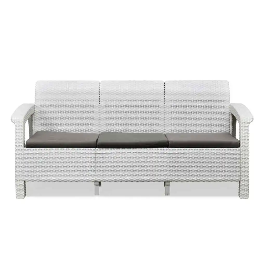 Nilkamal Goa Plastic 3 + 1 + 1 Seater Sofa with Cushion (Milky White and Grey) - Image 12