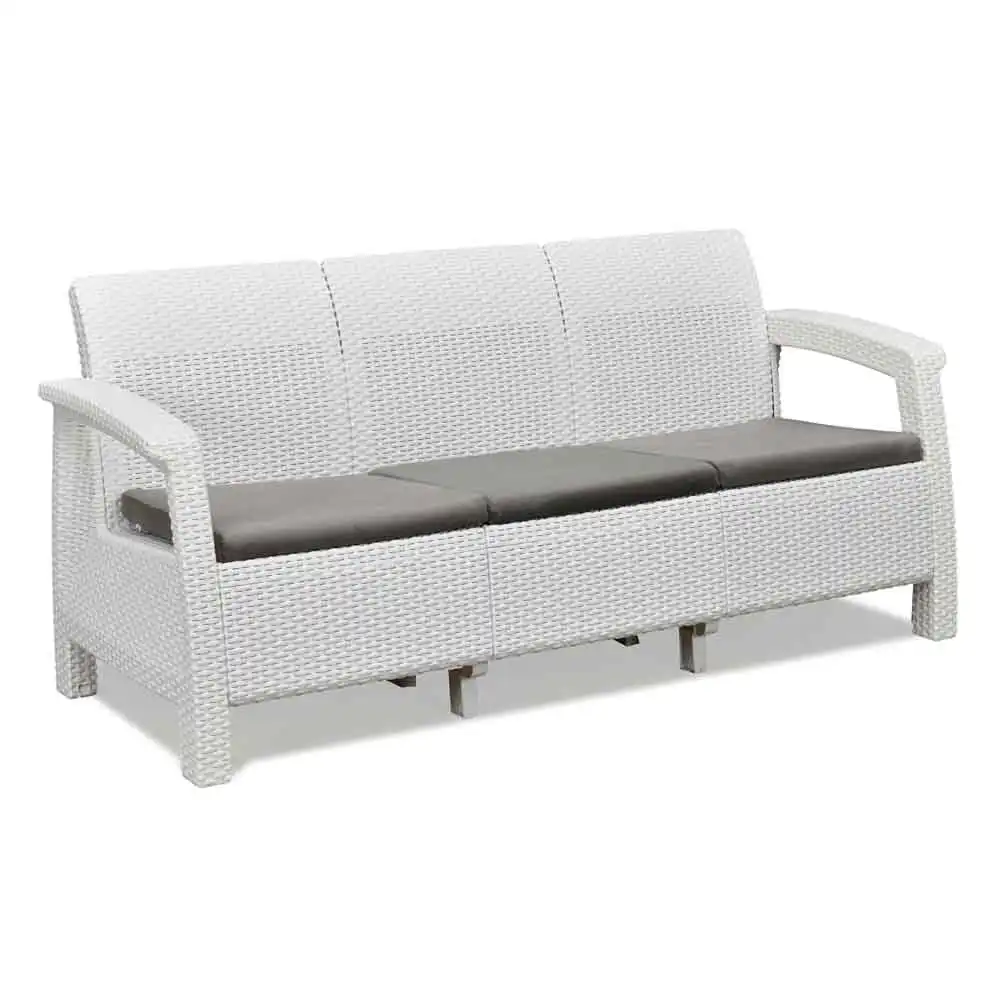 Nilkamal Goa Plastic 3 + 1 + 1 Seater Sofa with Cushion (Milky White and Grey) - Image 13