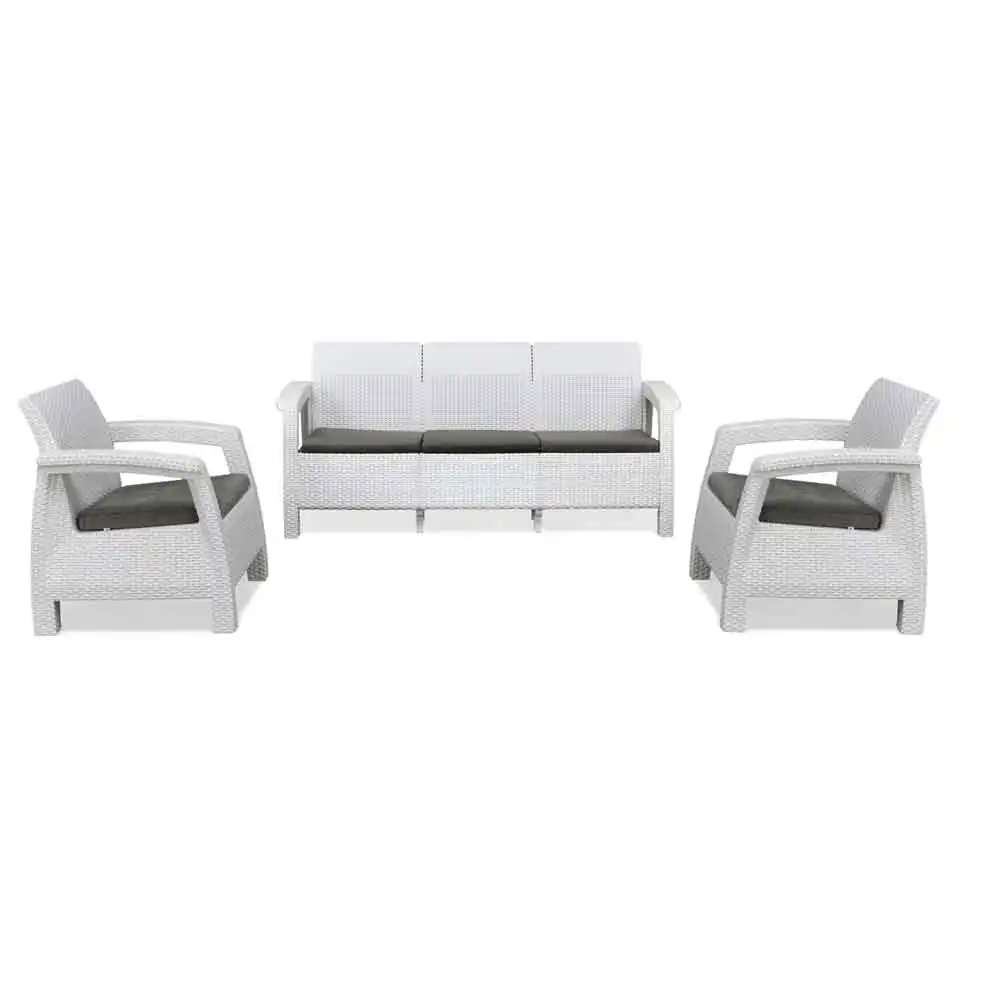 Nilkamal Goa Plastic 3 + 1 + 1 Seater Sofa with Cushion (Milky White and Grey) - Image 4