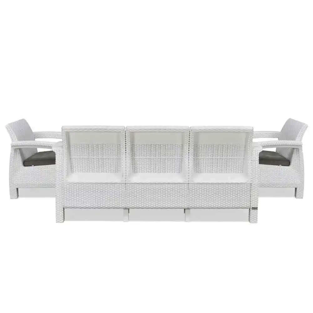 Nilkamal Goa Plastic 3 + 1 + 1 Seater Sofa with Cushion (Milky White and Grey) - Image 5