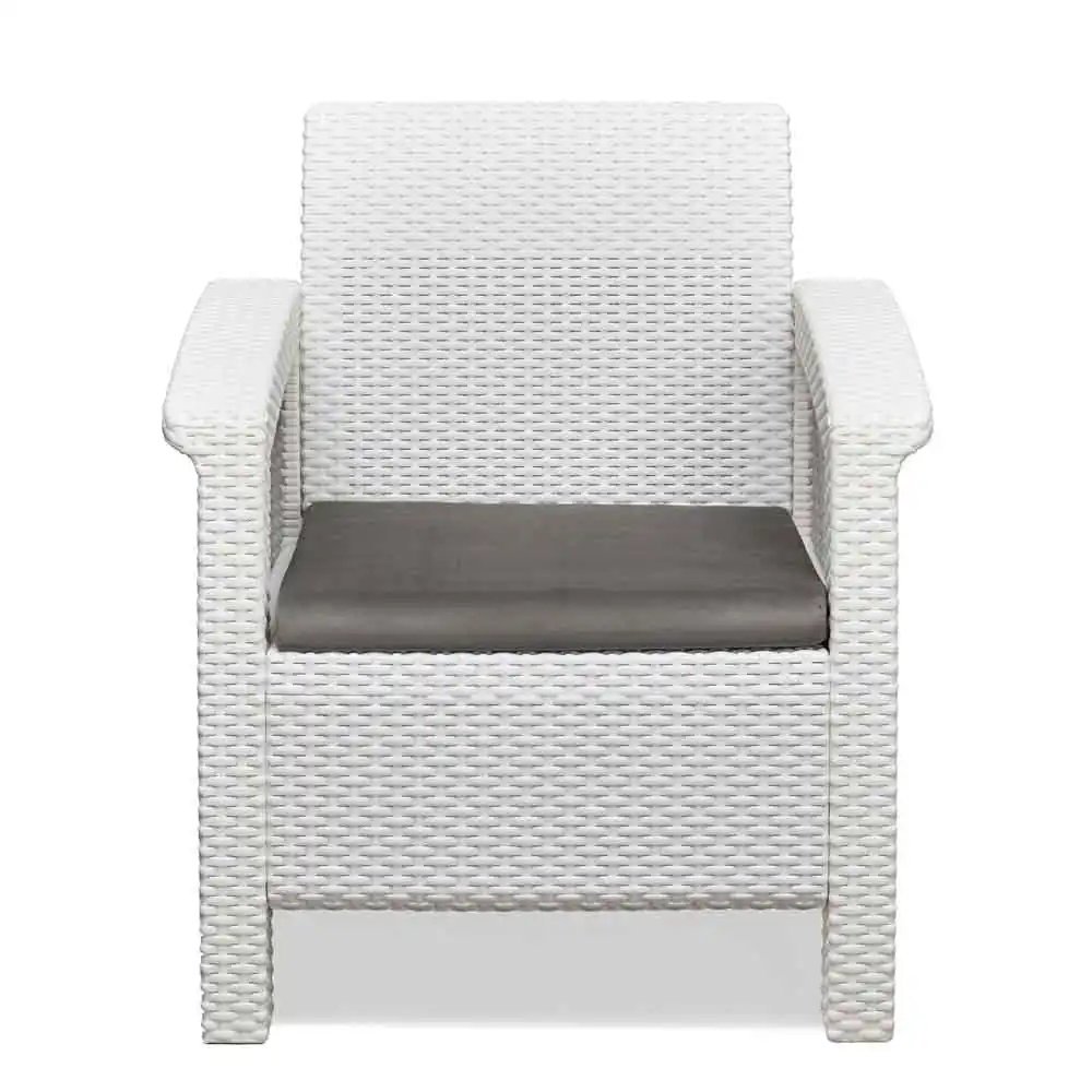 Nilkamal Goa Plastic 3 + 1 + 1 Seater Sofa with Cushion (Milky White and Grey) - Image 6