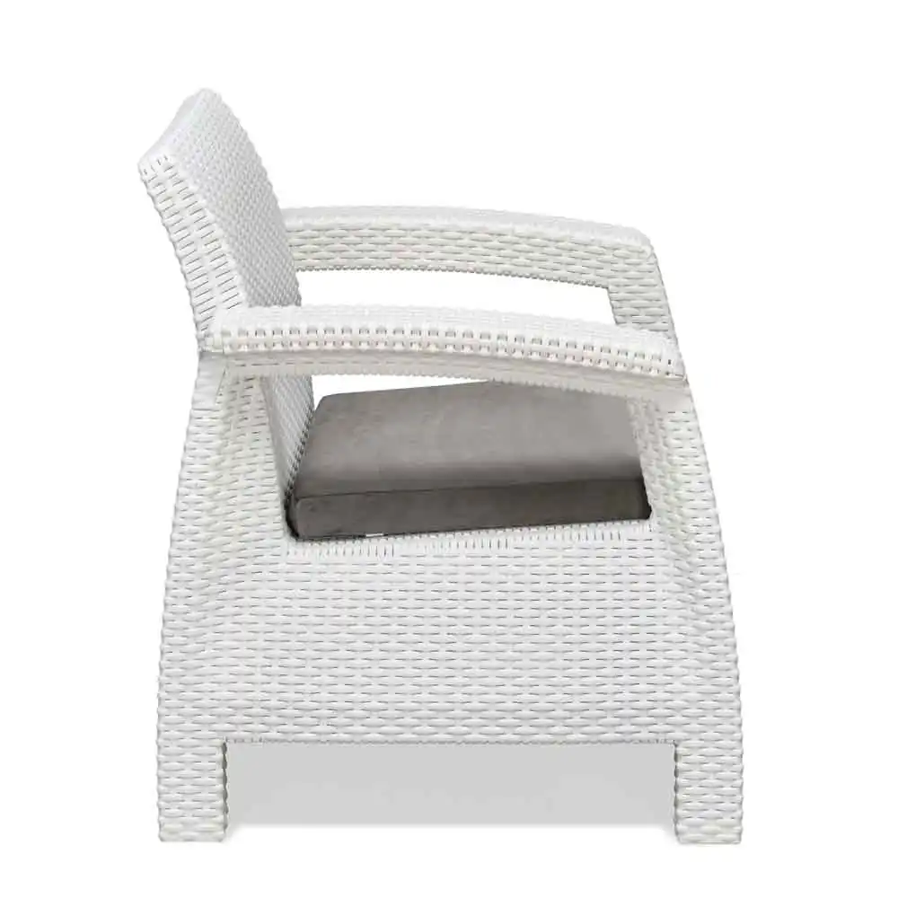 Nilkamal Goa Plastic 3 + 1 + 1 Seater Sofa with Cushion (Milky White and Grey) - Image 8