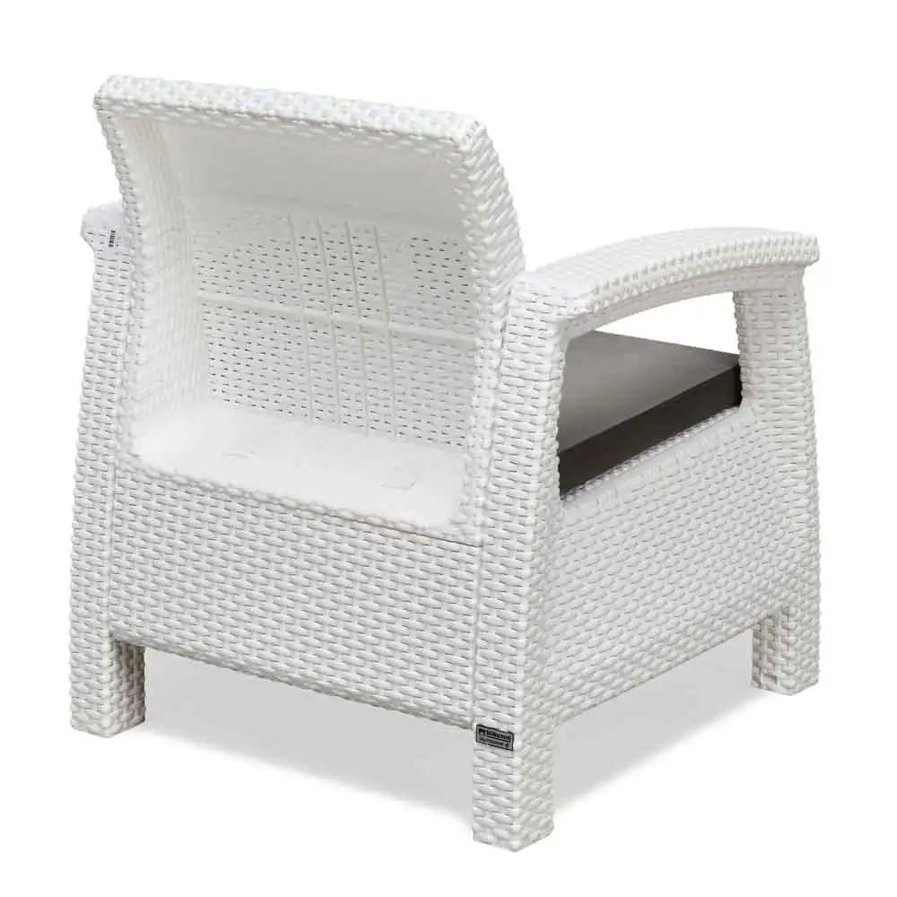 Nilkamal Goa Plastic 3 + 1 + 1 Seater Sofa with Cushion (Milky White and Grey) - Image 9