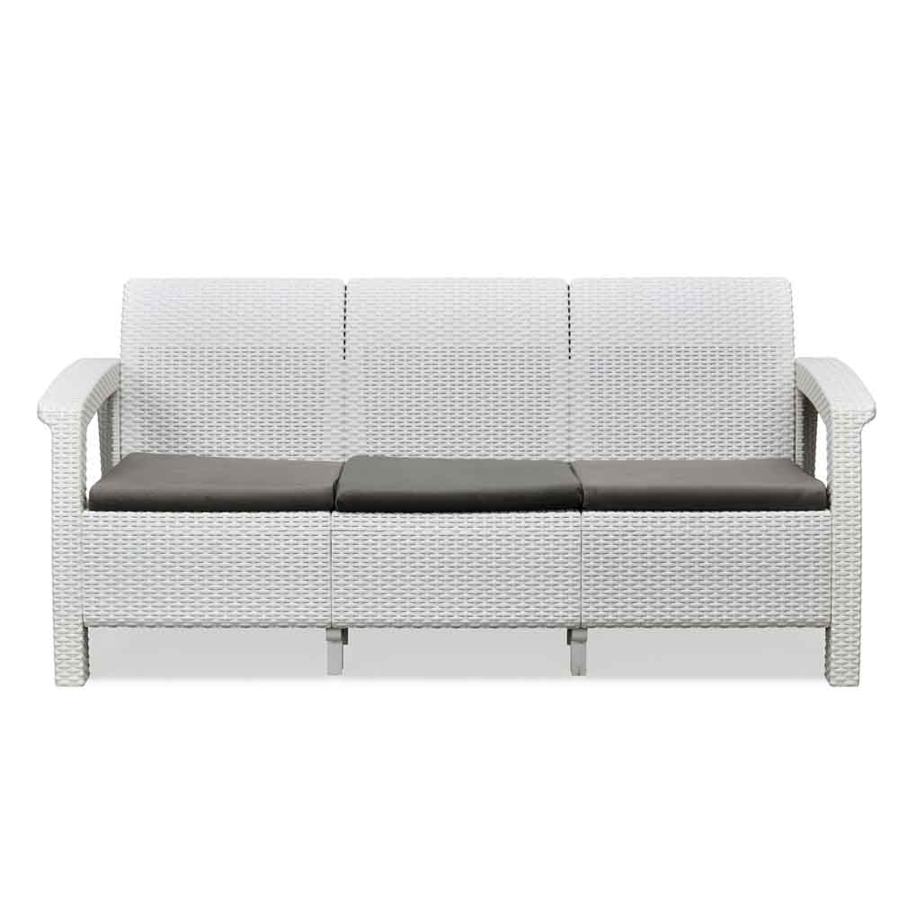 Nilkamal Goa Plastic 3 Seater Sofa with Cushion (Milky White and Grey) - Image 4