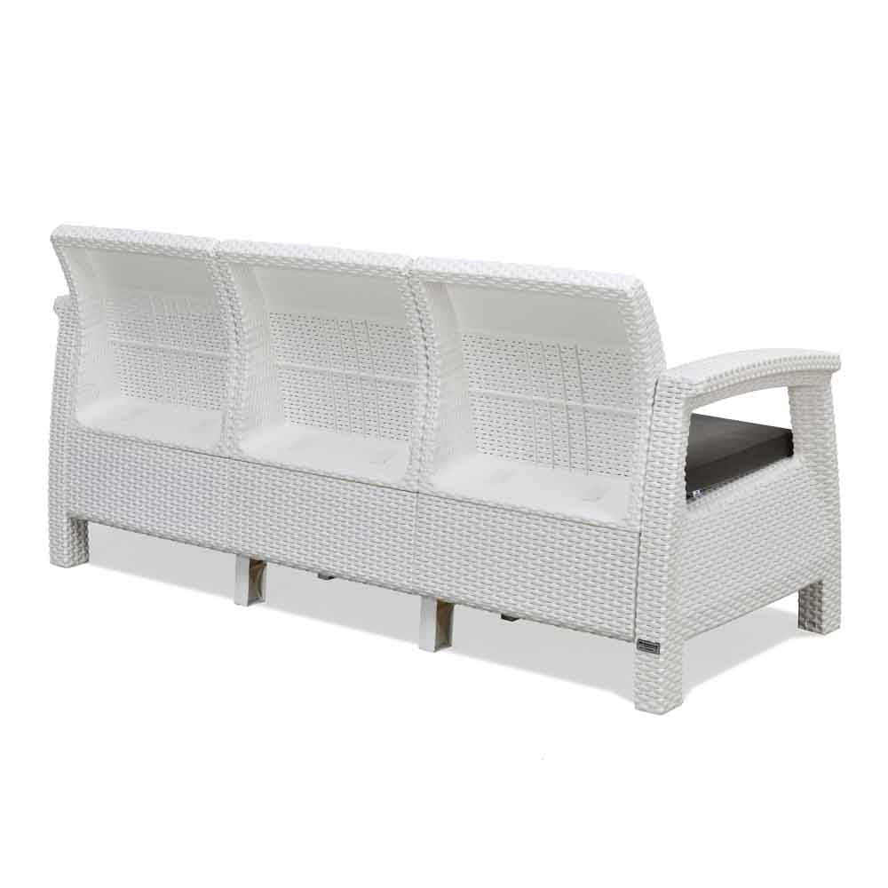 Nilkamal Goa Plastic 3 Seater Sofa with Cushion (Milky White and Grey) - Image 7