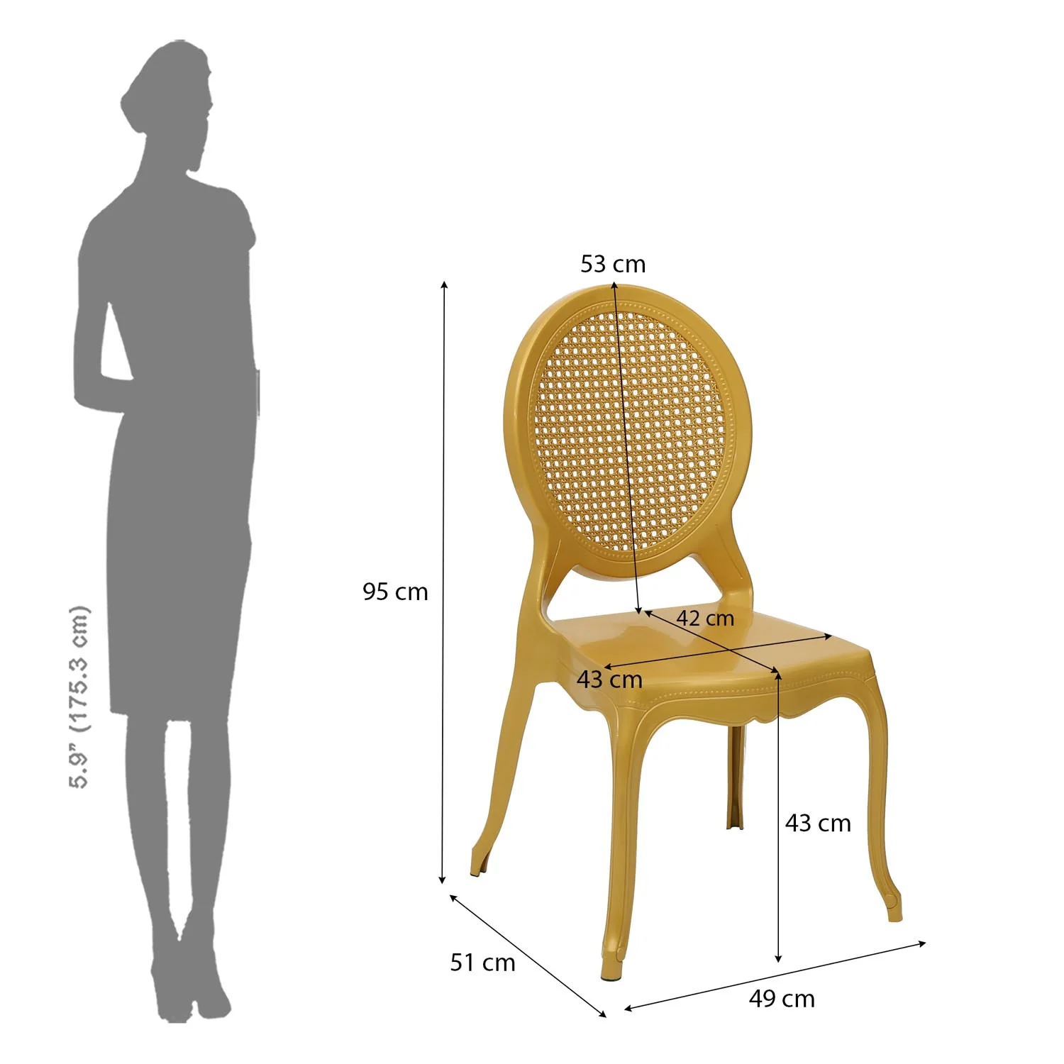 Nilkamal Grace Plastic Chair (Gold) - Image 8