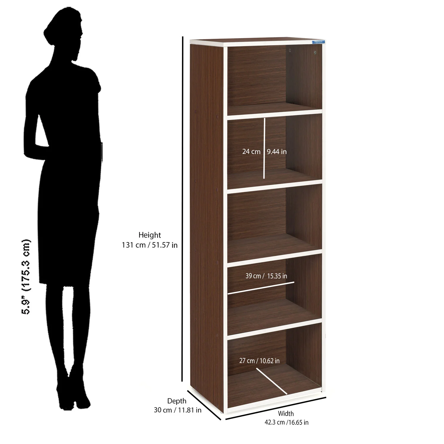 Nilkamal Halo 5 Tier Storage Cabinet (Legno Oak) - Image 6