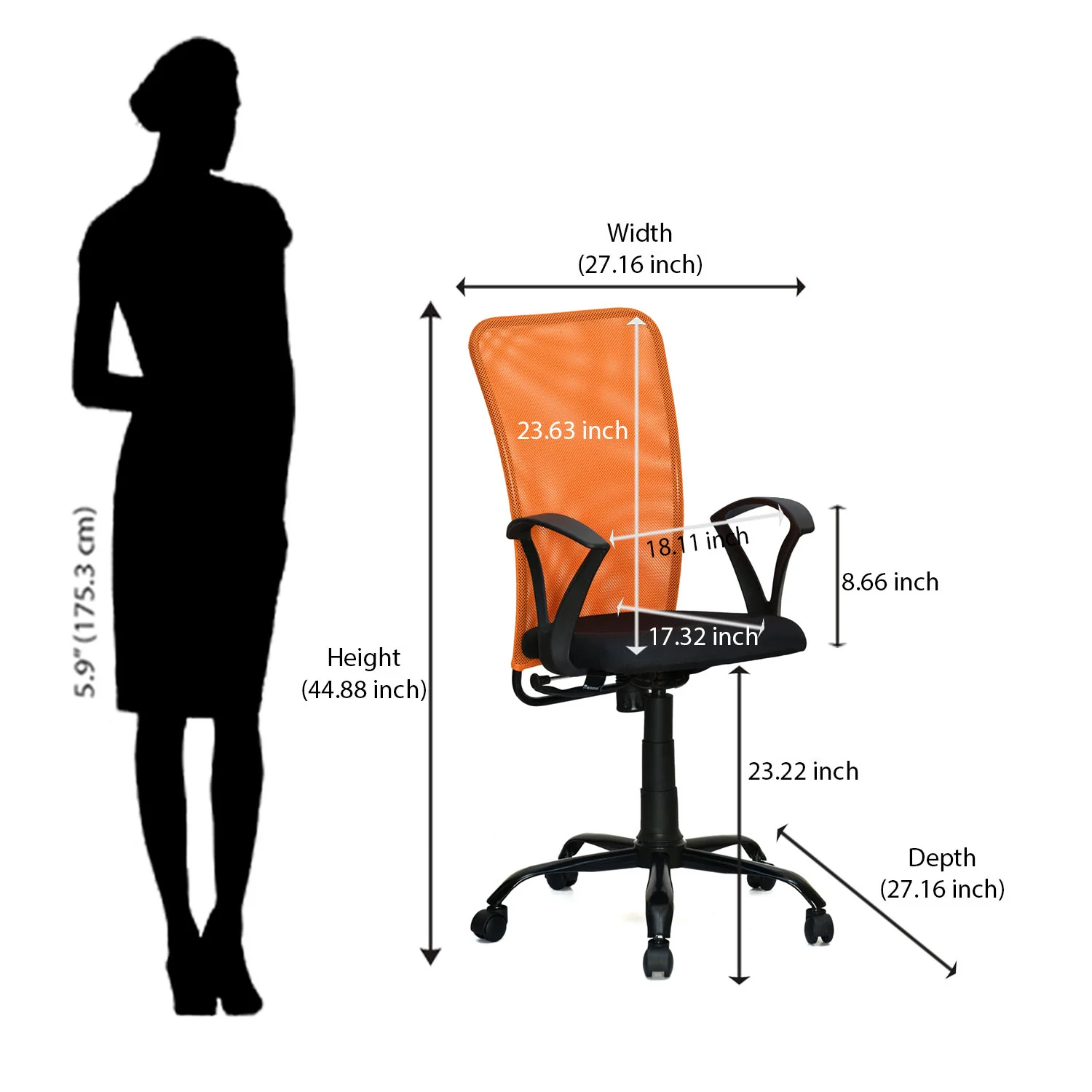 Nilkamal Hanoi Mid Back Office Chair - Image 18
