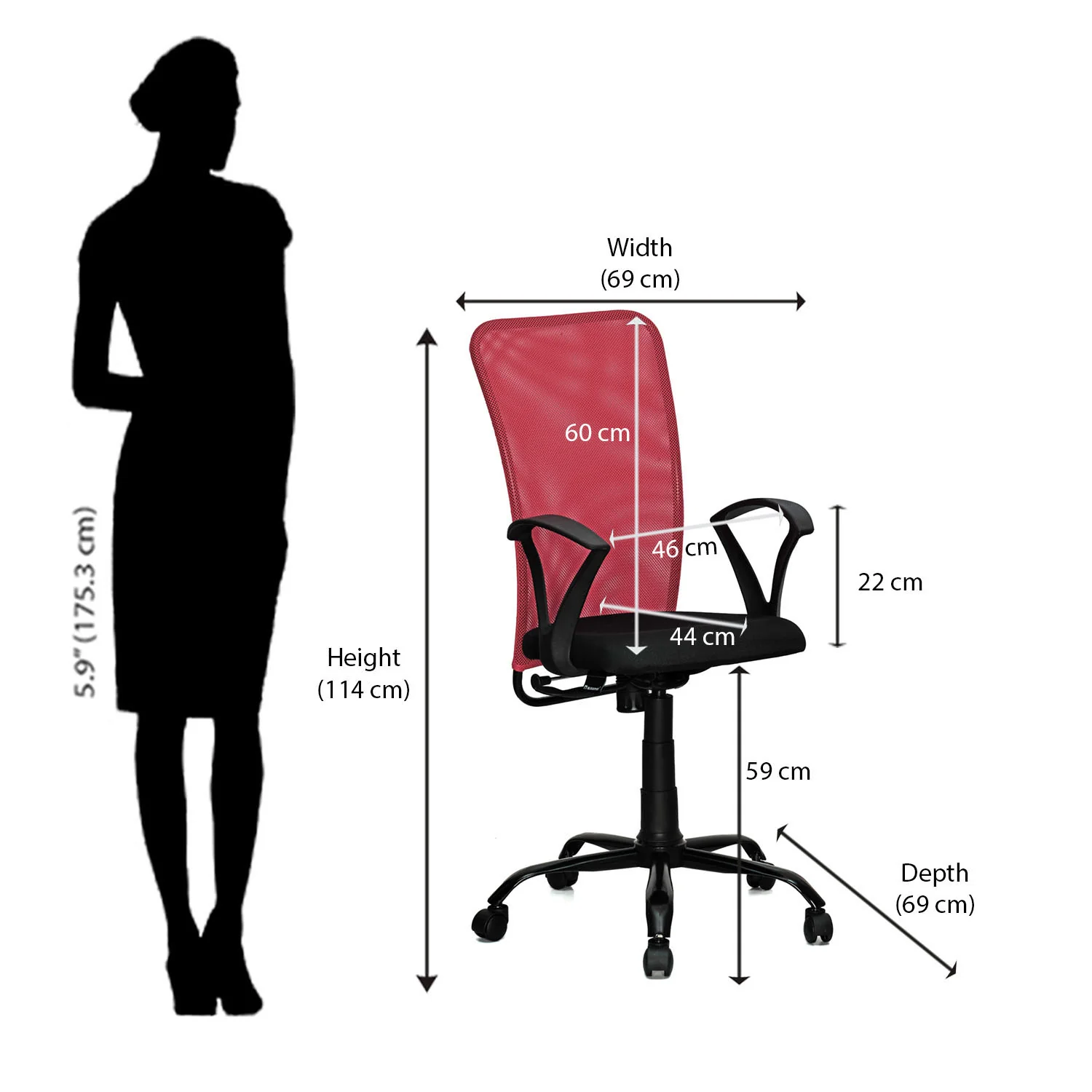 Nilkamal Hanoi Mid Back Office Chair - Image 44