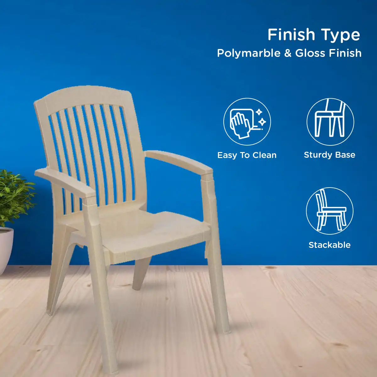 Nilkamal Heritage Plastic Arm Chair - Image 4