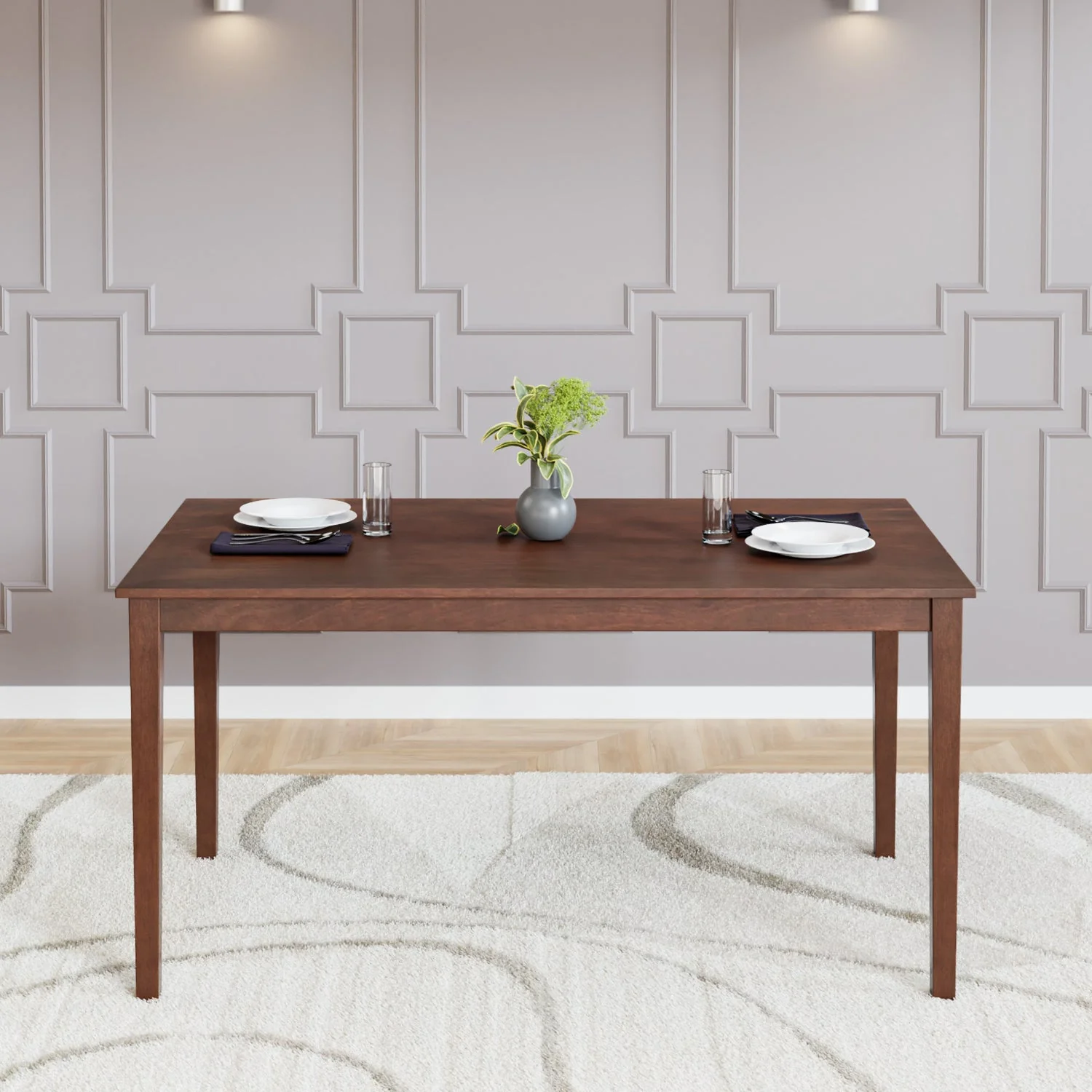 Nilkamal Jewel Six Seater Dining Table (Walnut) - Image 2