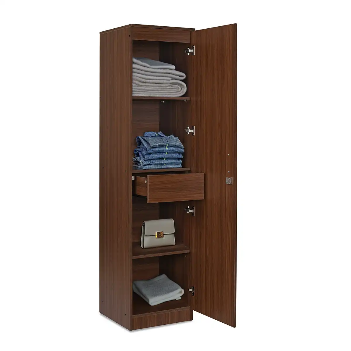 Nilkamal Joyce 1 Door Wardrobe (Classic Walnut) - Image 4