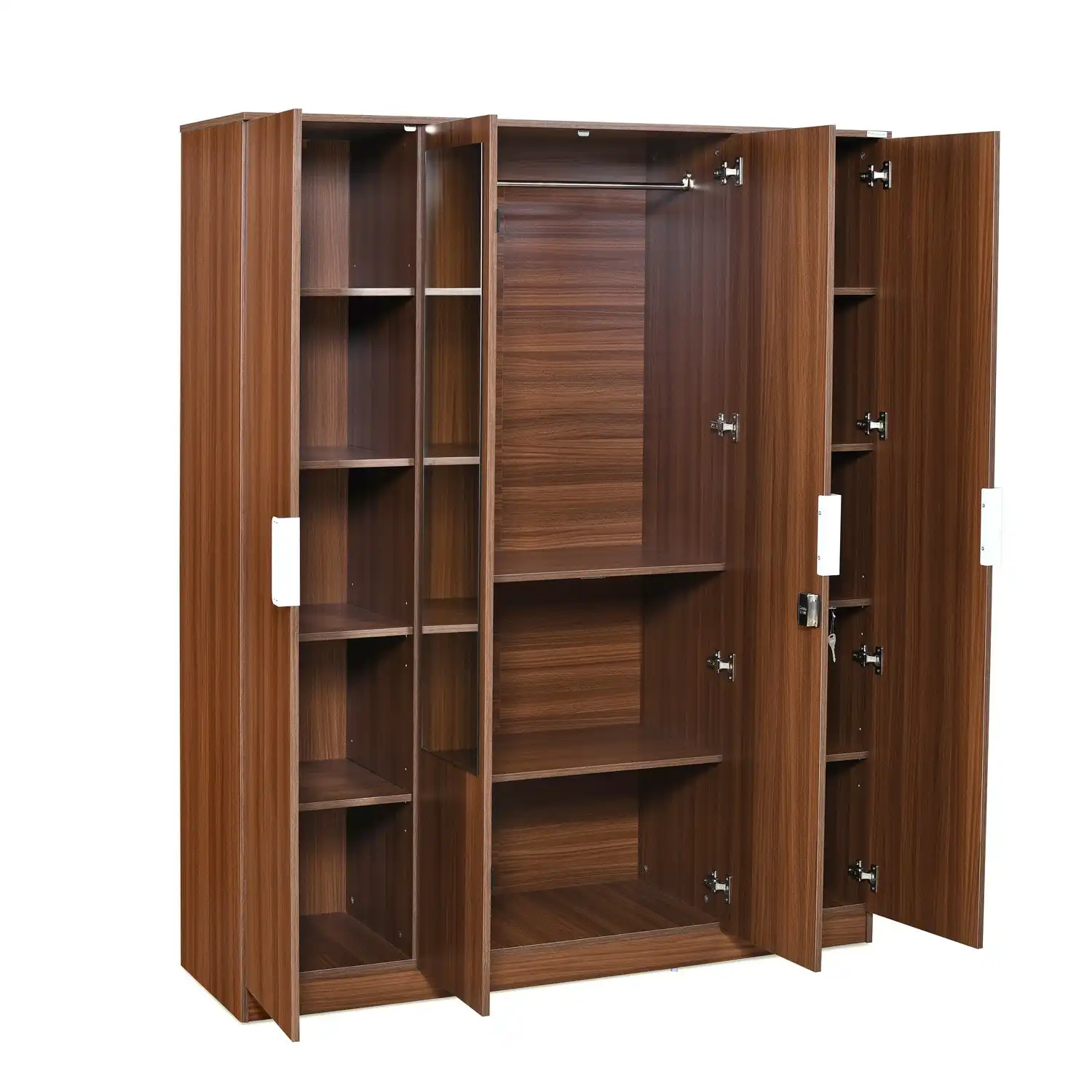 Nilkamal Joyce 4 Door Wardrobe With Mirror (Classic Walnut) - Image 3