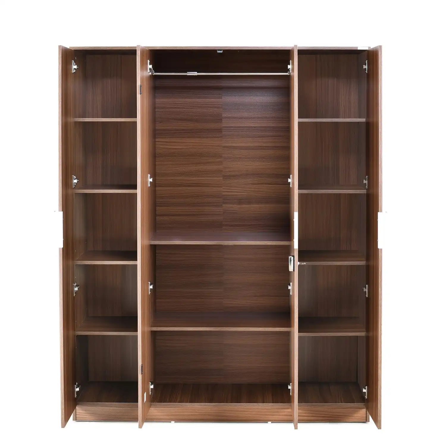 Nilkamal Joyce 4 Door Wardrobe With Mirror (Classic Walnut) - Image 4