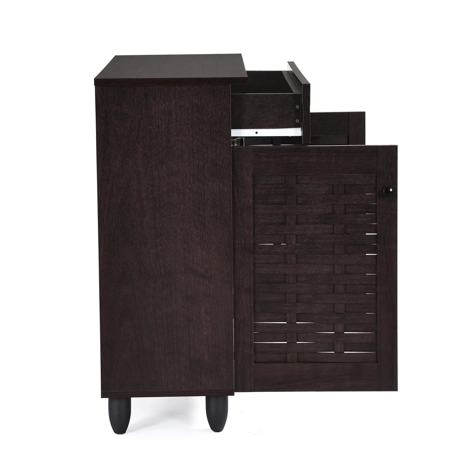 Nilkamal Kaira 2 Door Shoe Rack with Drawer (Wenge) - Image 9