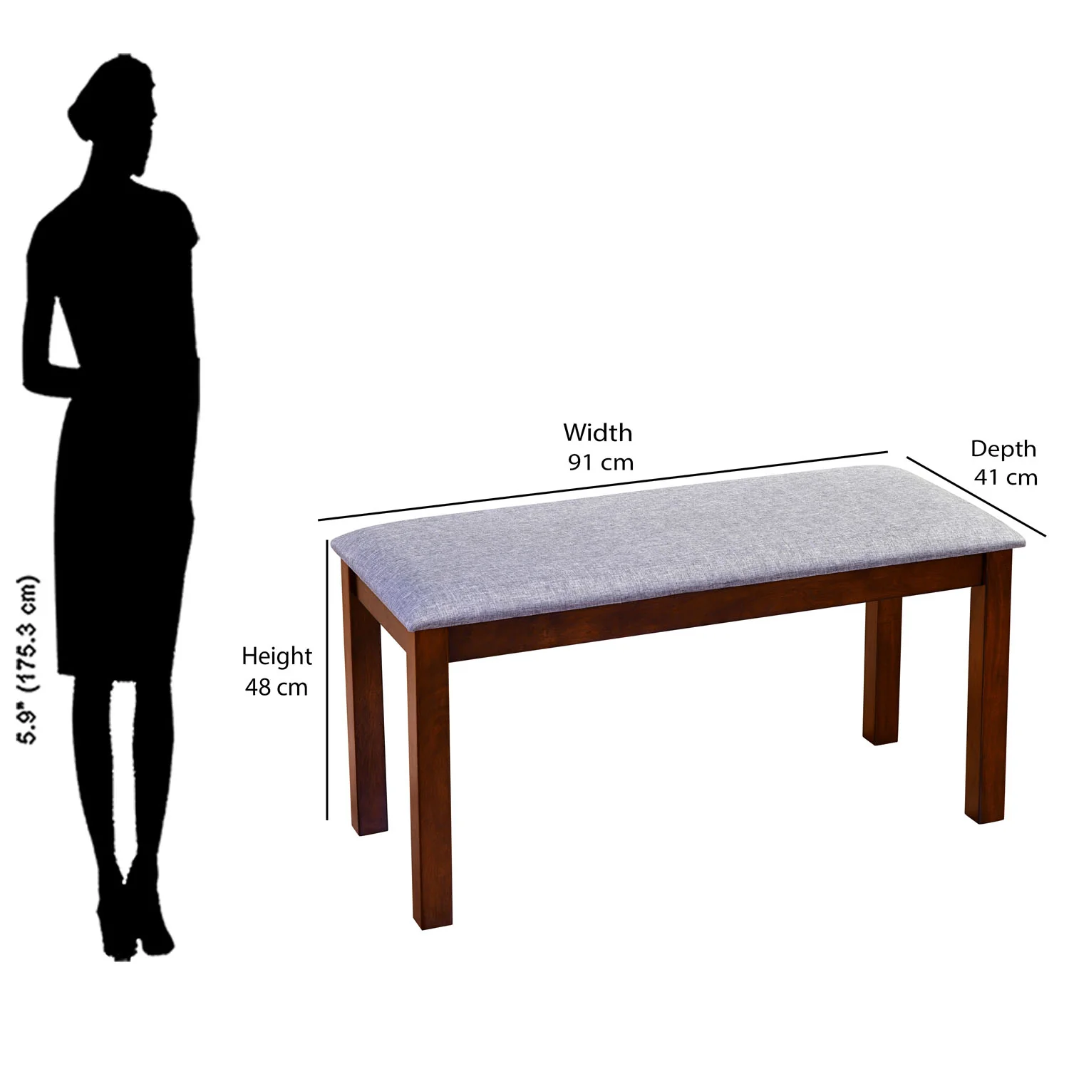 Nilkamal Kylo Multi Use Medium Sitting Bench for Living Room | Dining Room (Rio Brown) - Image 5