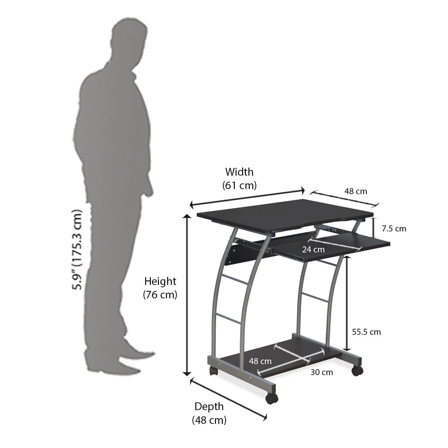 Nilkamal Leo Computer Table (Black / Walnut) - Image 9