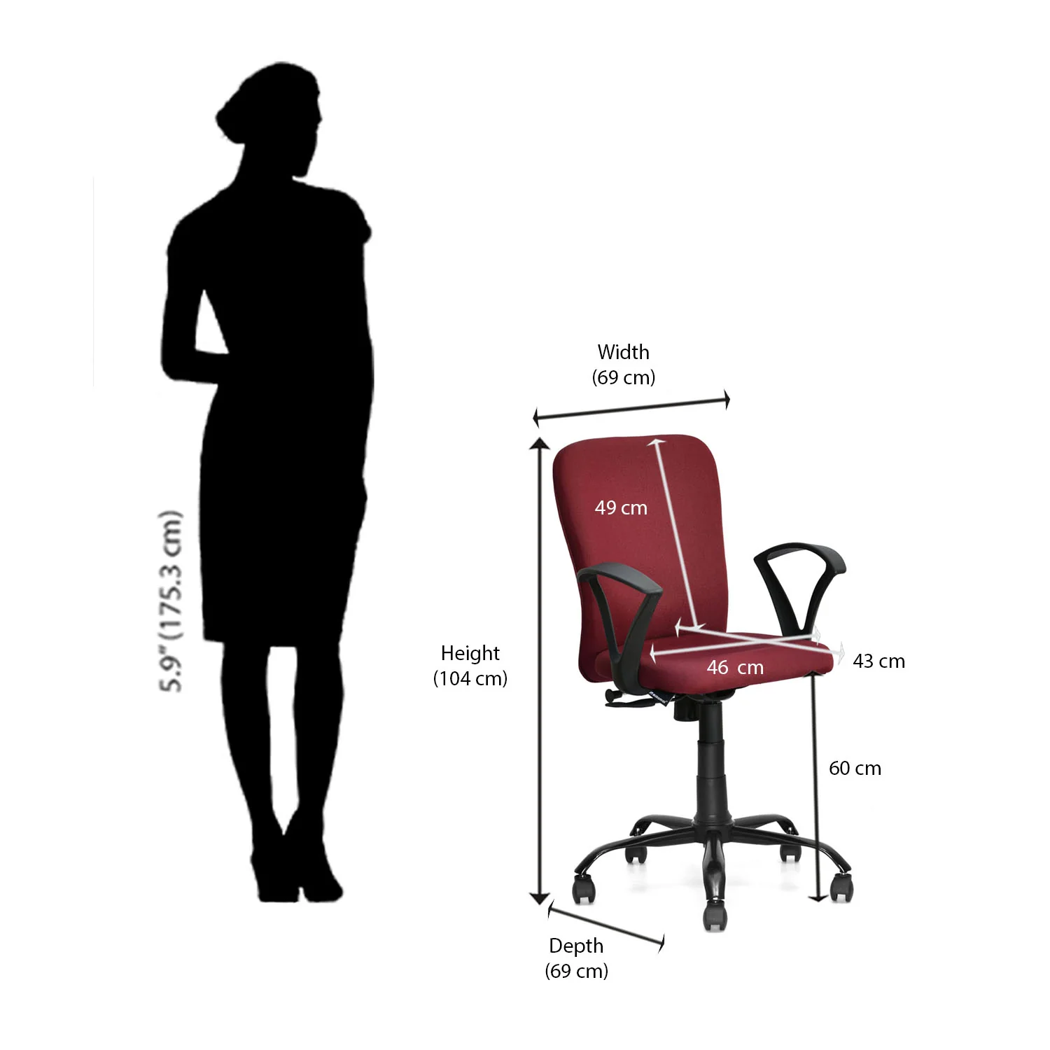 Nilkamal Lusaka Mid Back Office Chair - Image 20