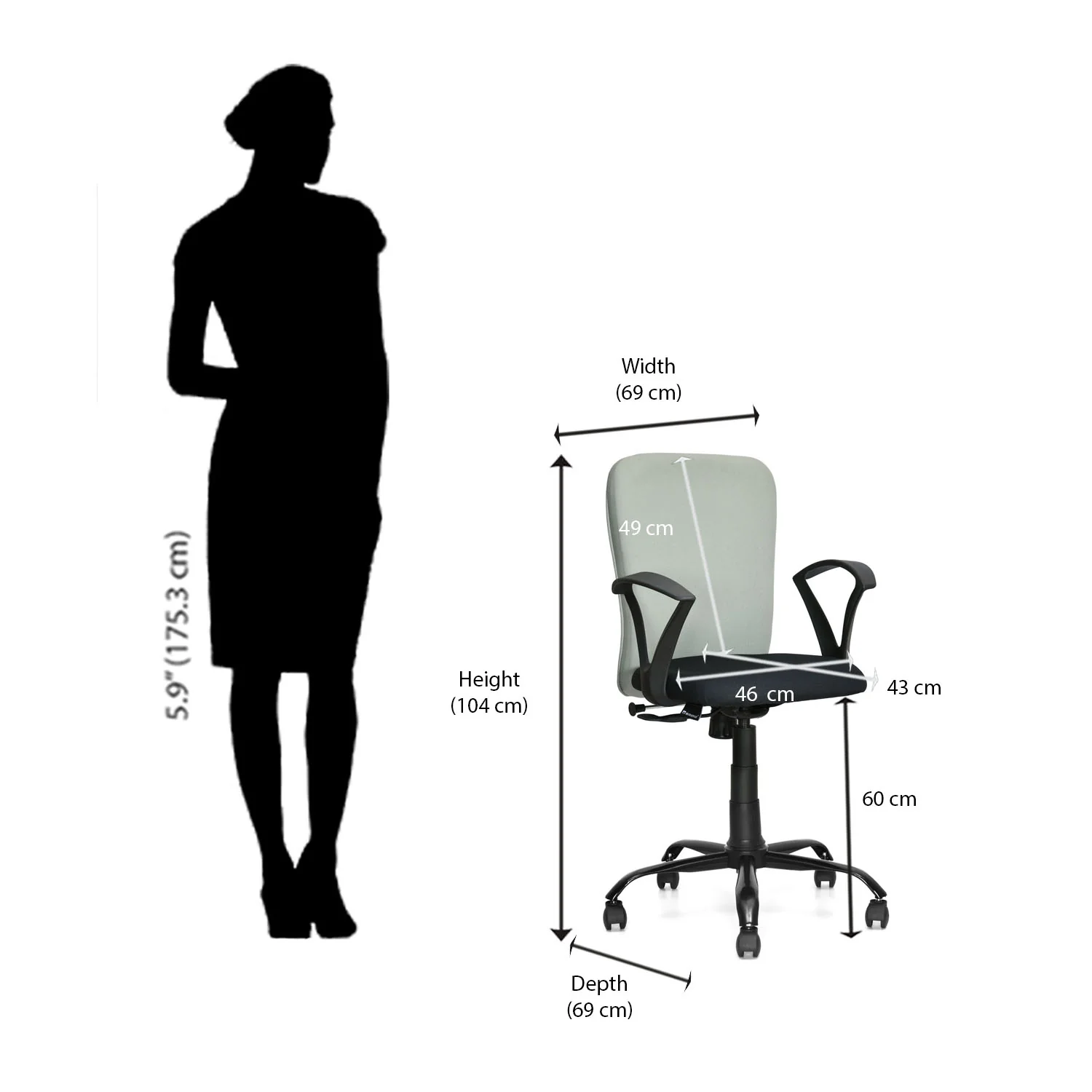 Nilkamal Lusaka Mid Back Office Chair - Image 30