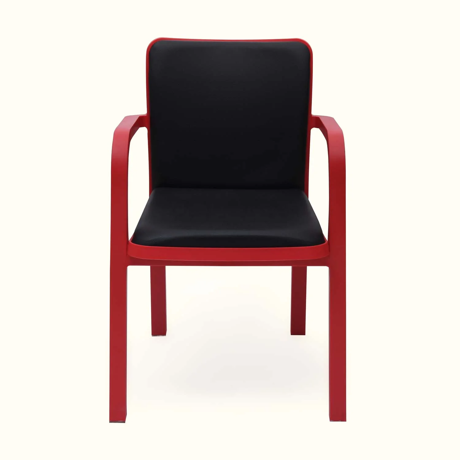 Nilkamal Luxe Full-Back Cushioned Plastic Chair (Bright Red & Black) - Image 2