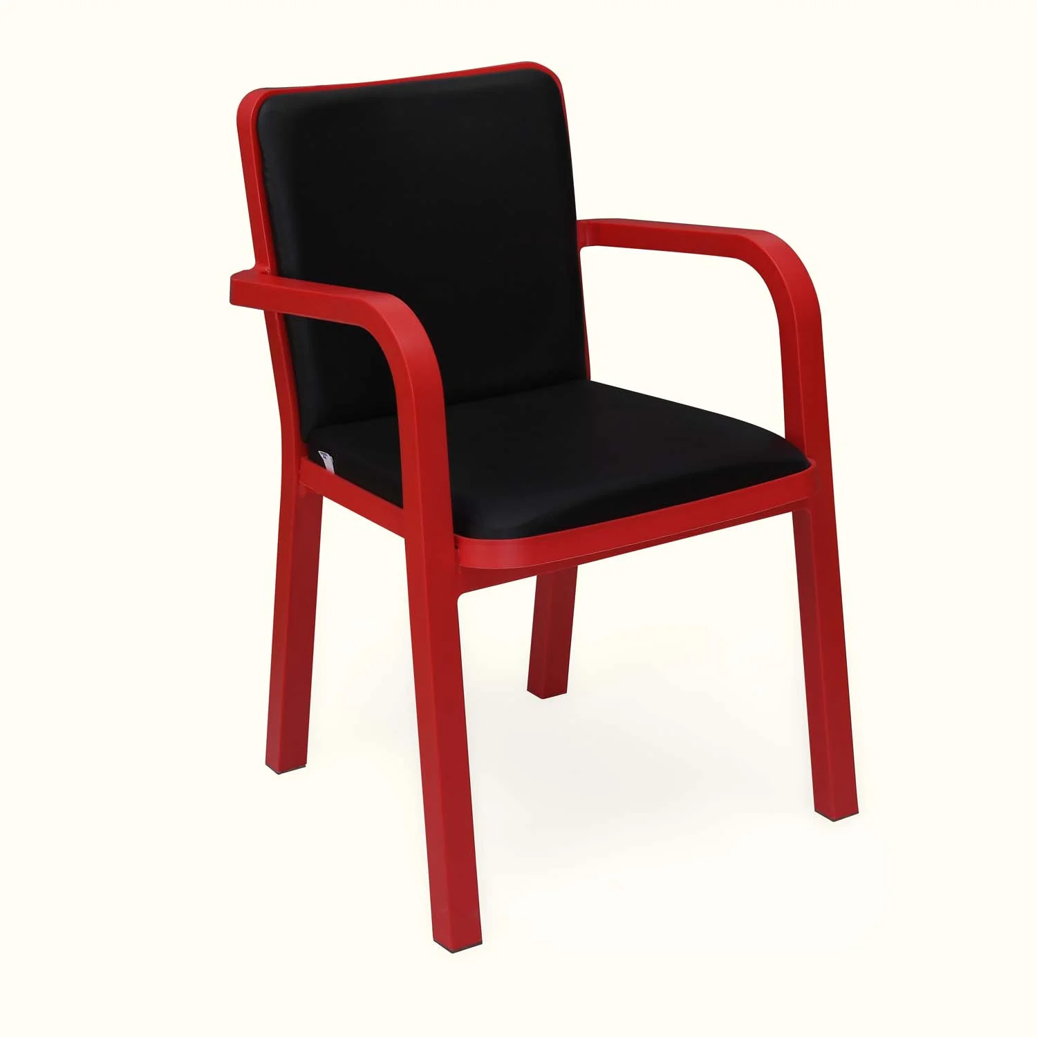 Nilkamal Luxe Full-Back Cushioned Plastic Chair (Bright Red & Black) - Image 3