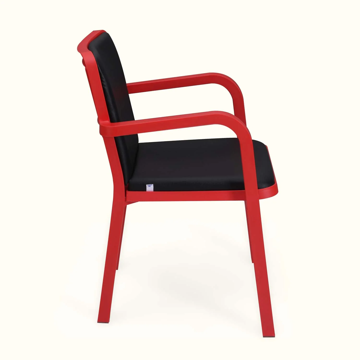 Nilkamal Luxe Full-Back Cushioned Plastic Chair (Bright Red & Black) - Image 4
