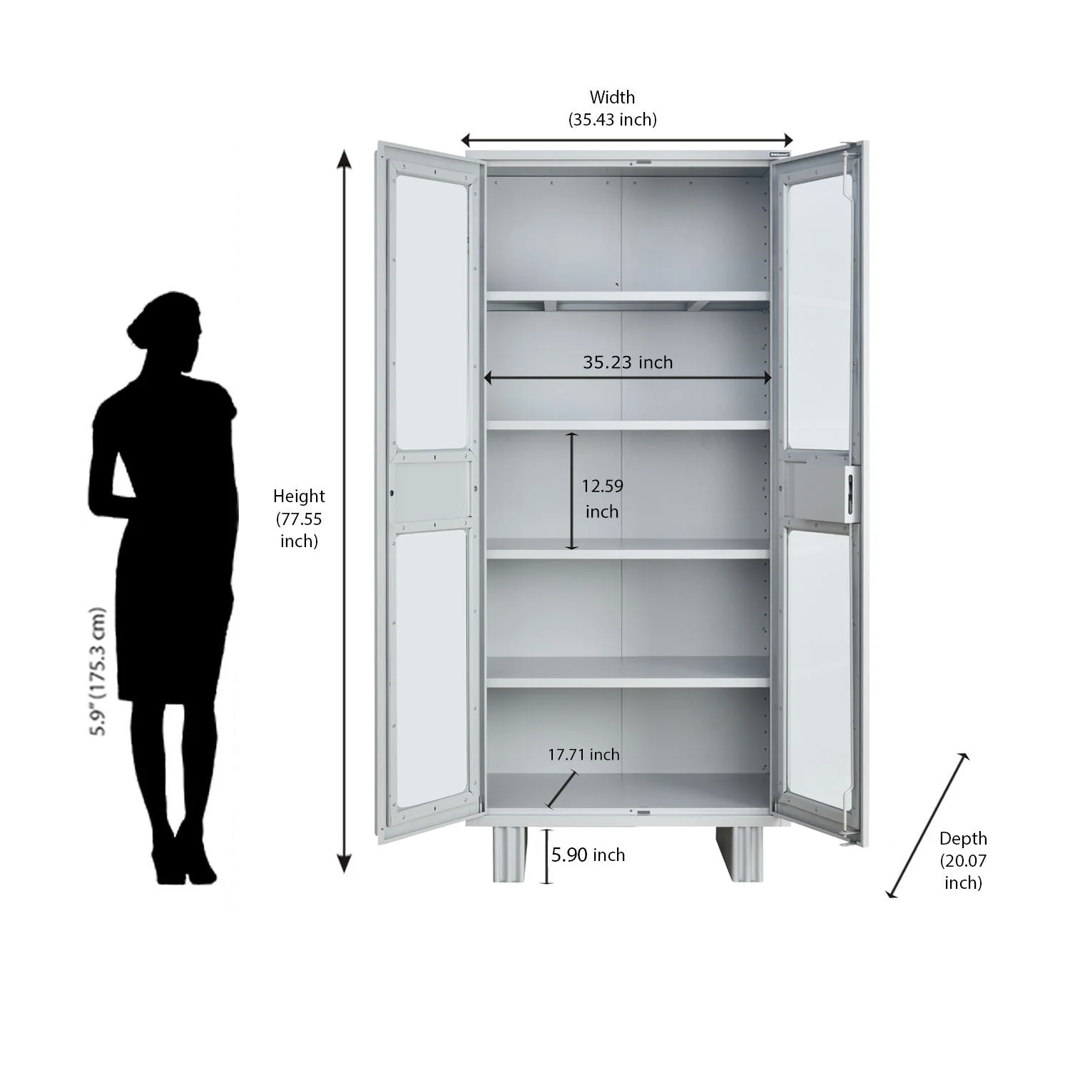 Nilkamal Magna Glass Door Office Almirah (Grey) - Image 11