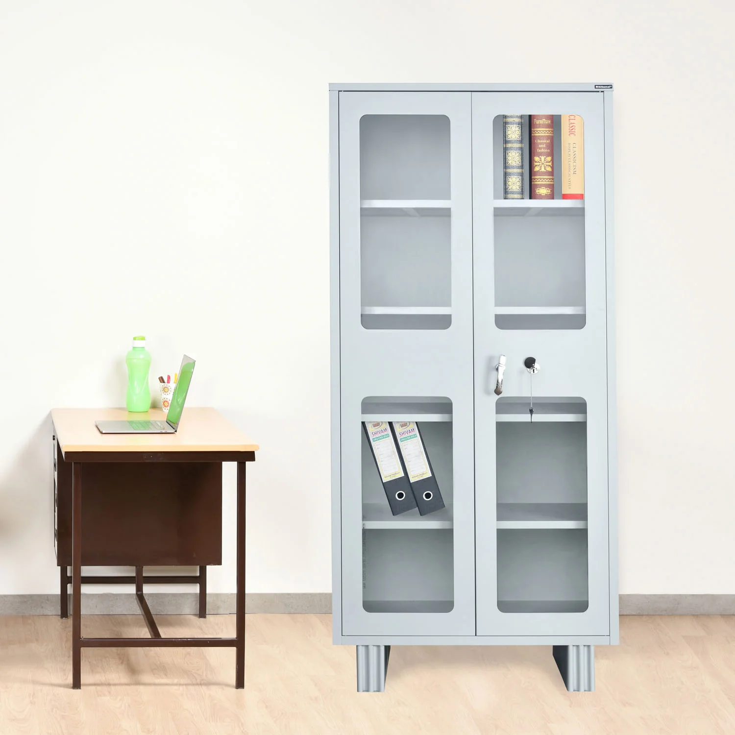Nilkamal Magna Glass Door Office Almirah (Grey) - Image 2