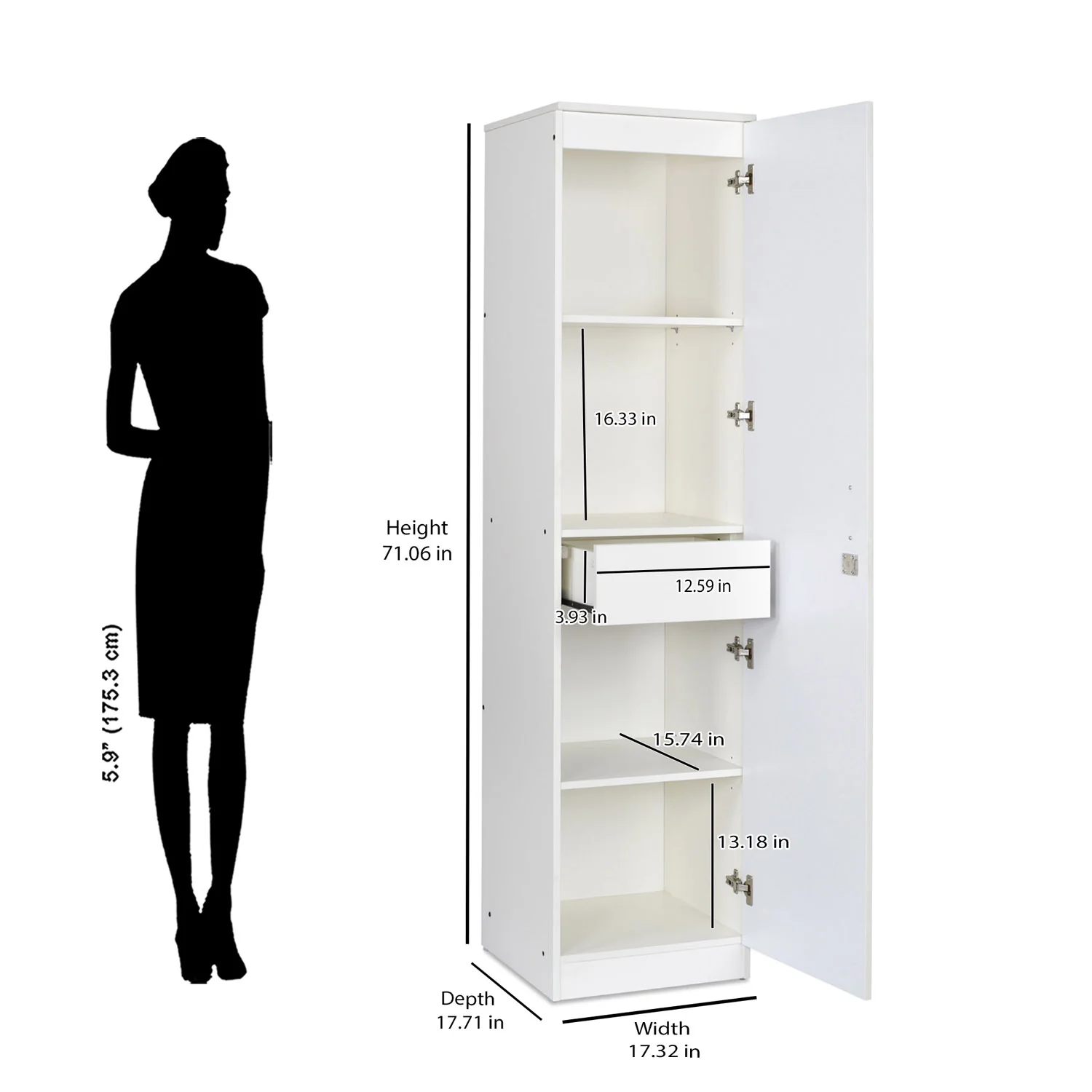 Nilkamal Marbito 1 Door Wardrobe (White) - Image 10
