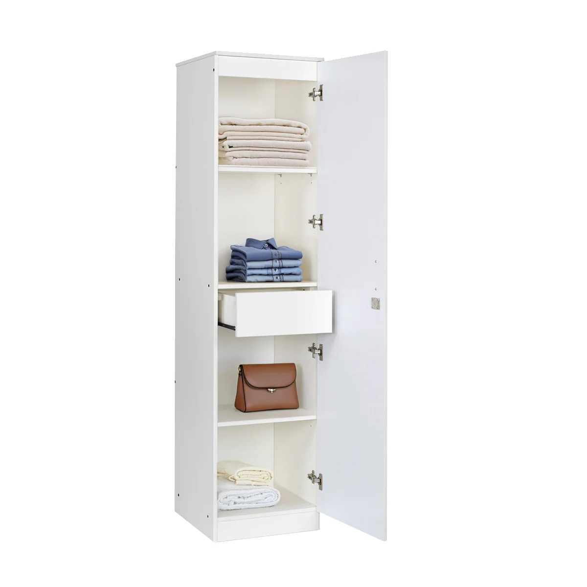 Nilkamal Marbito 1 Door Wardrobe With Mirror (White) - Image 5