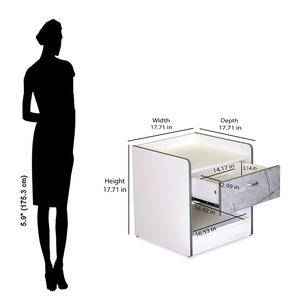 Nilkamal Marbito Night Stand (White) - Image 9