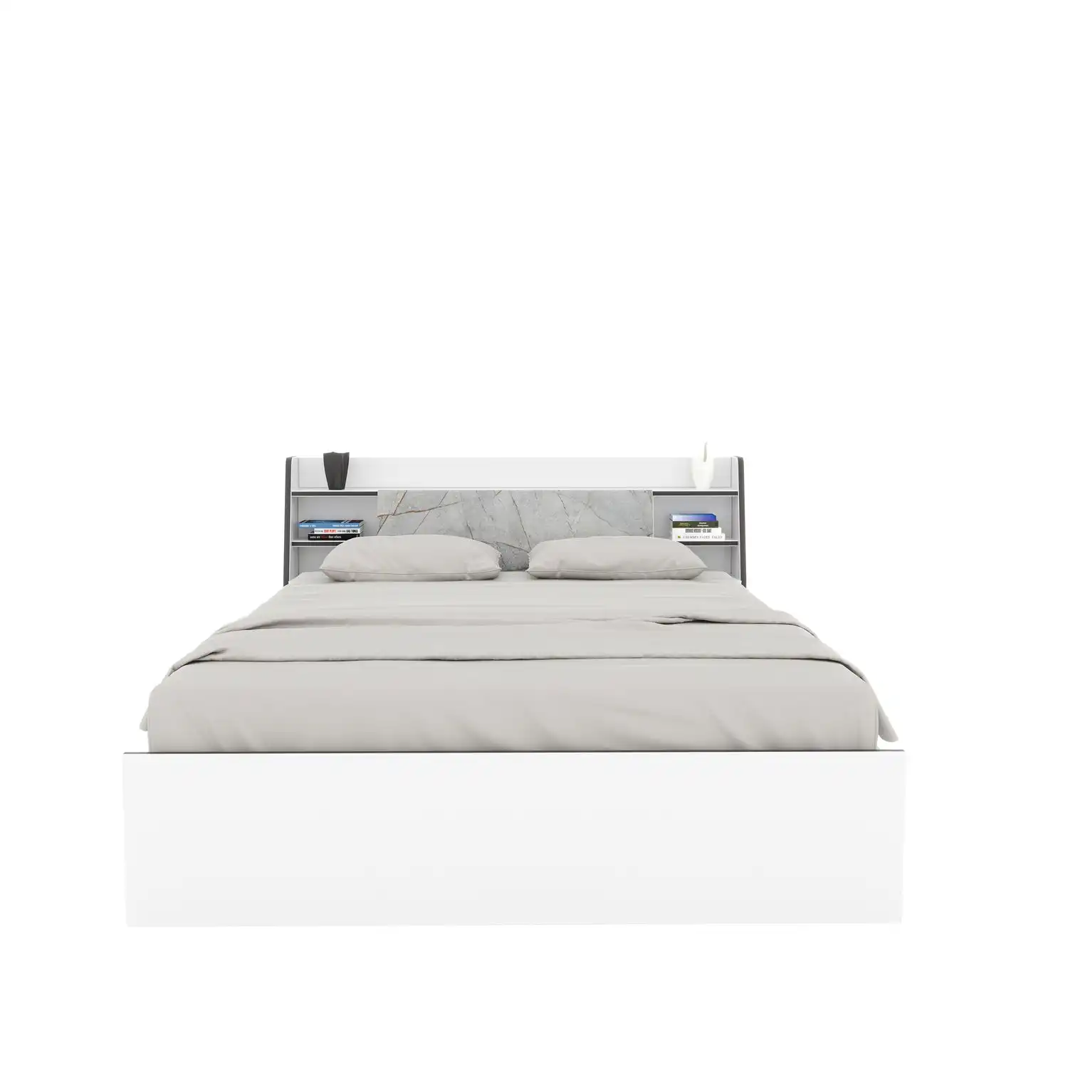 Nilkamal Marbito Queen Bed With Headboard & Box Storage (White) - Image 7