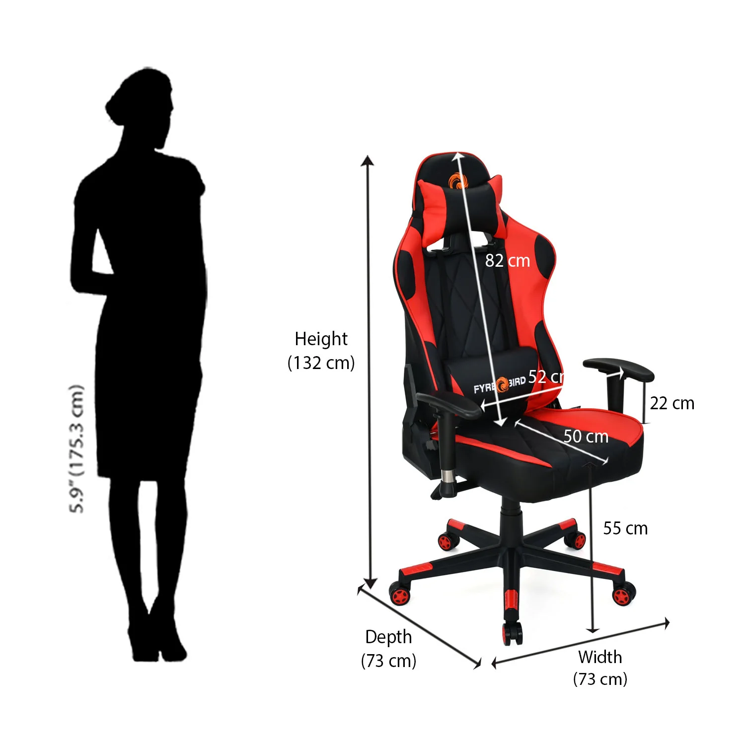 Nilkamal Fyrebird Marvel Gaming Chair (Black / Red) - Image 27