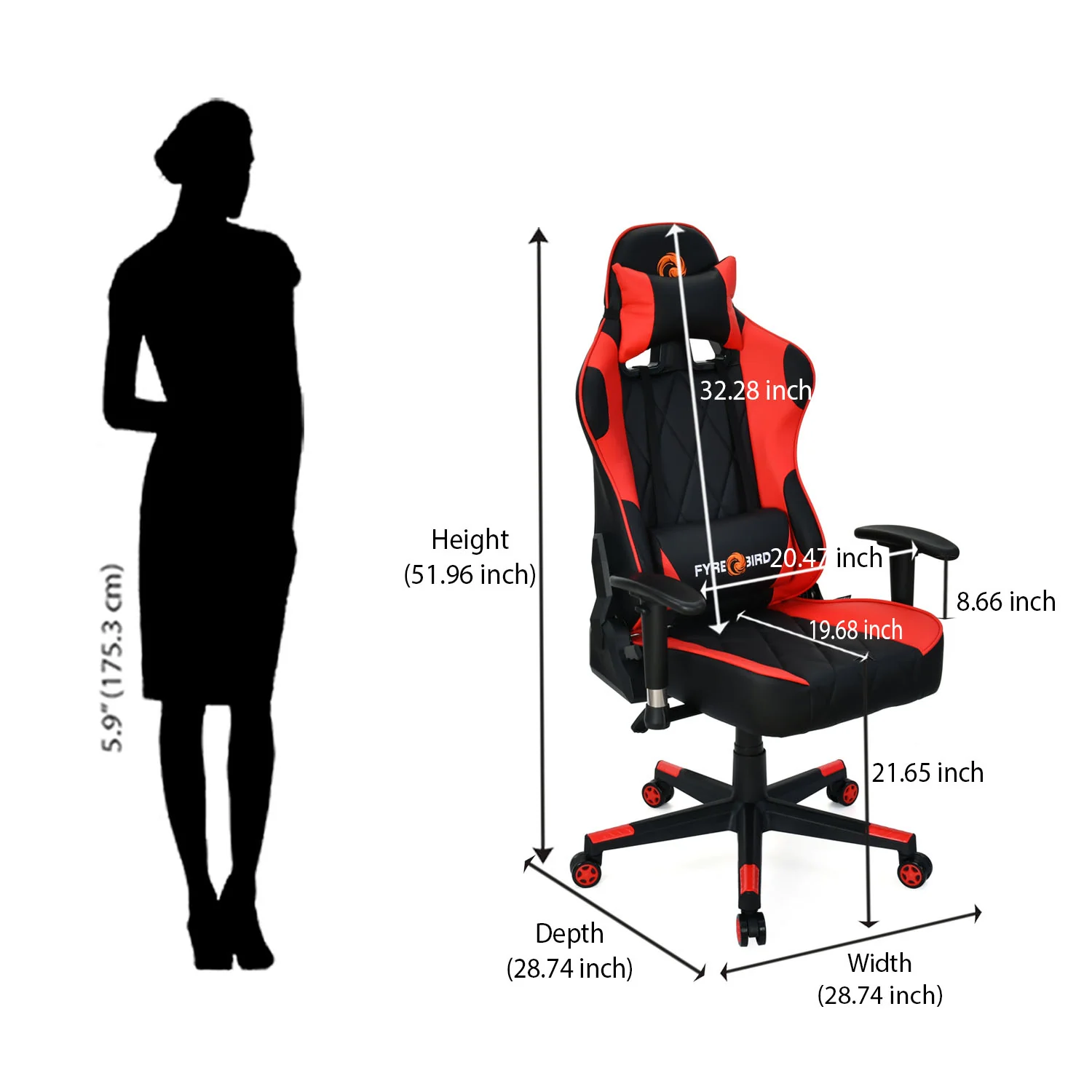 Nilkamal Fyrebird Marvel Gaming Chair (Black / Red) - Image 28