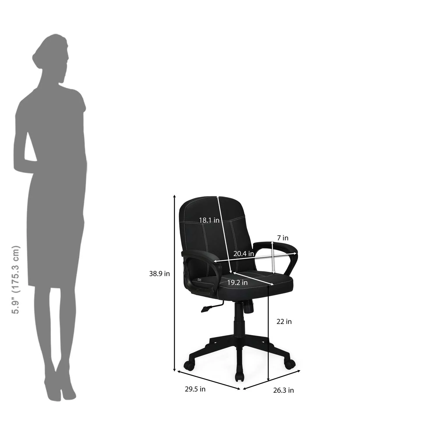 Nilkamal Mayor Low Back Office Chair (Black) - Image 16