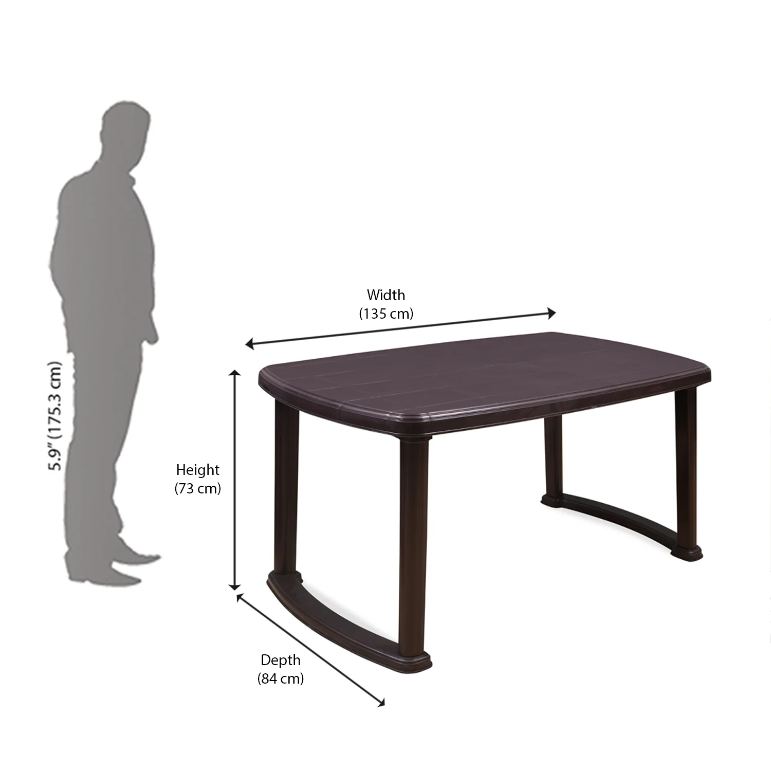 Nilkamal Mega Dining Table (Weather Brown) - Image 9