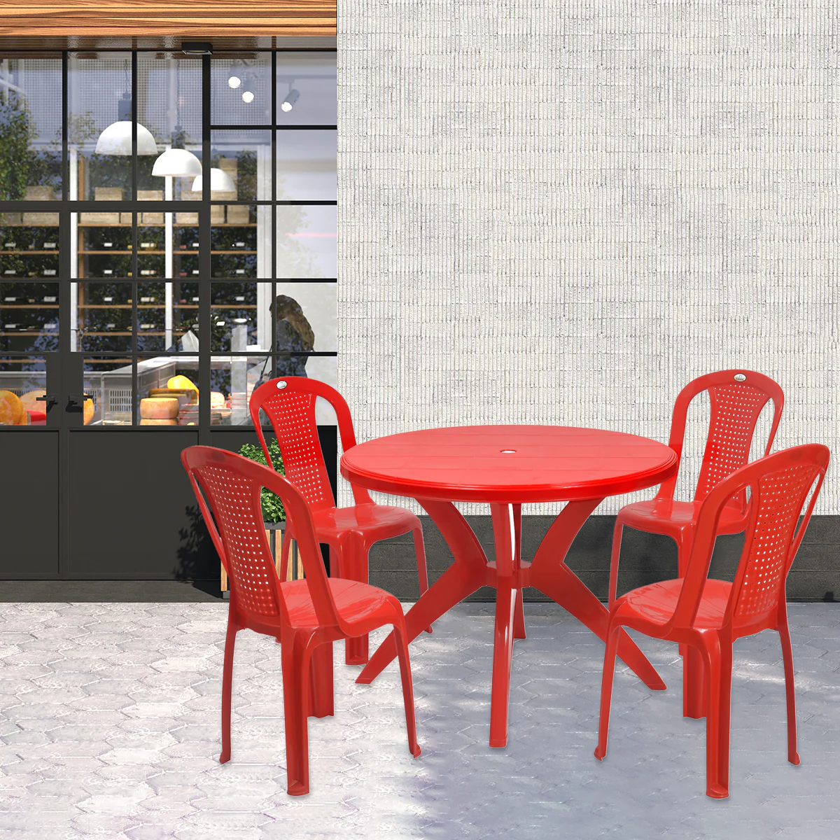 Nilkamal Meridian Kross Leg 4 Seater Dining Set - Image 3