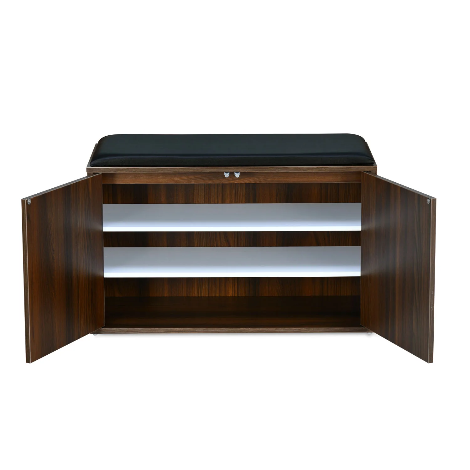 Nilkamal Metro 2 Door Engineered Wood Shoe Cabinet (Walnut) - Image 4