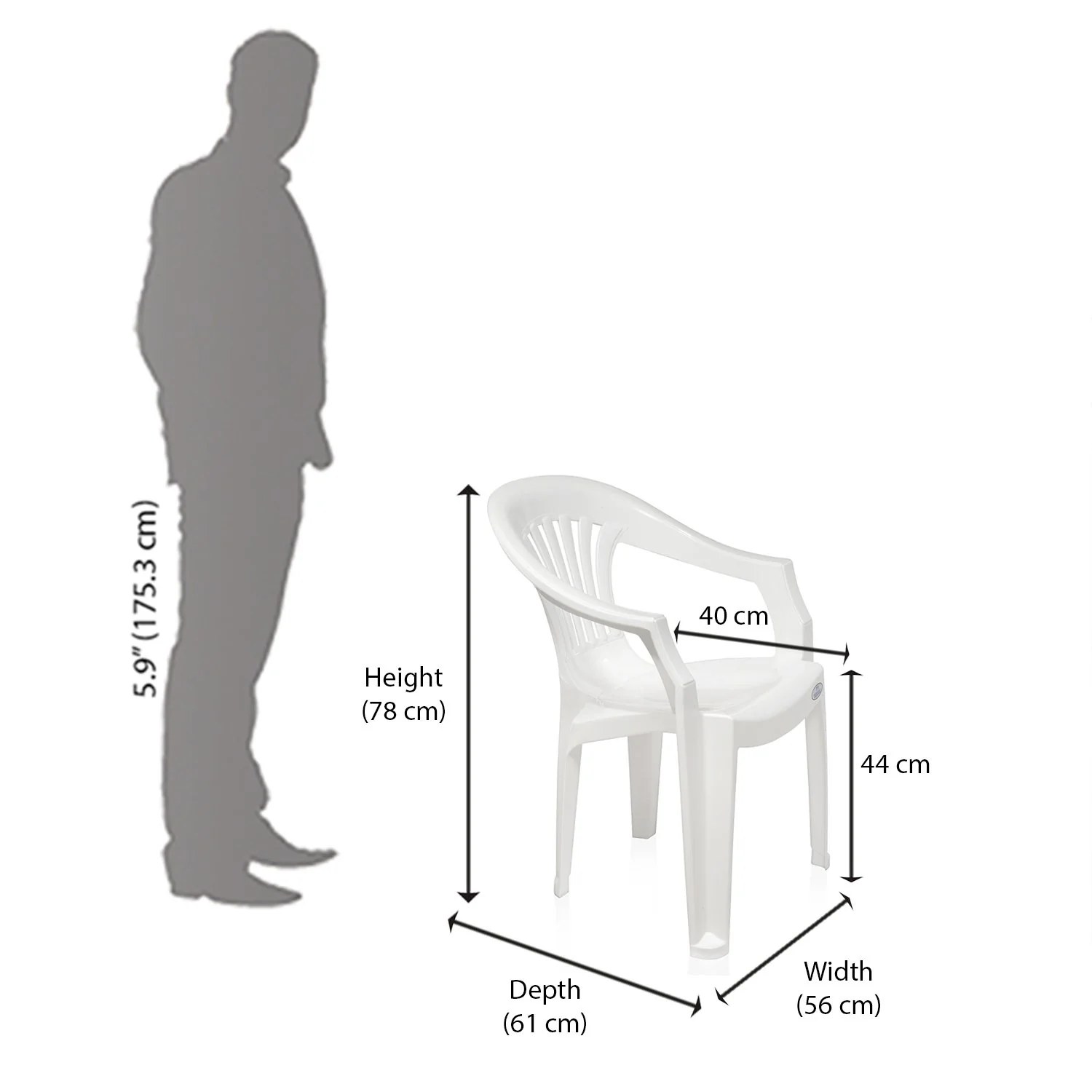 Nilkamal CHR2101 Plastic Arm Chair (Milky White) - Image 9