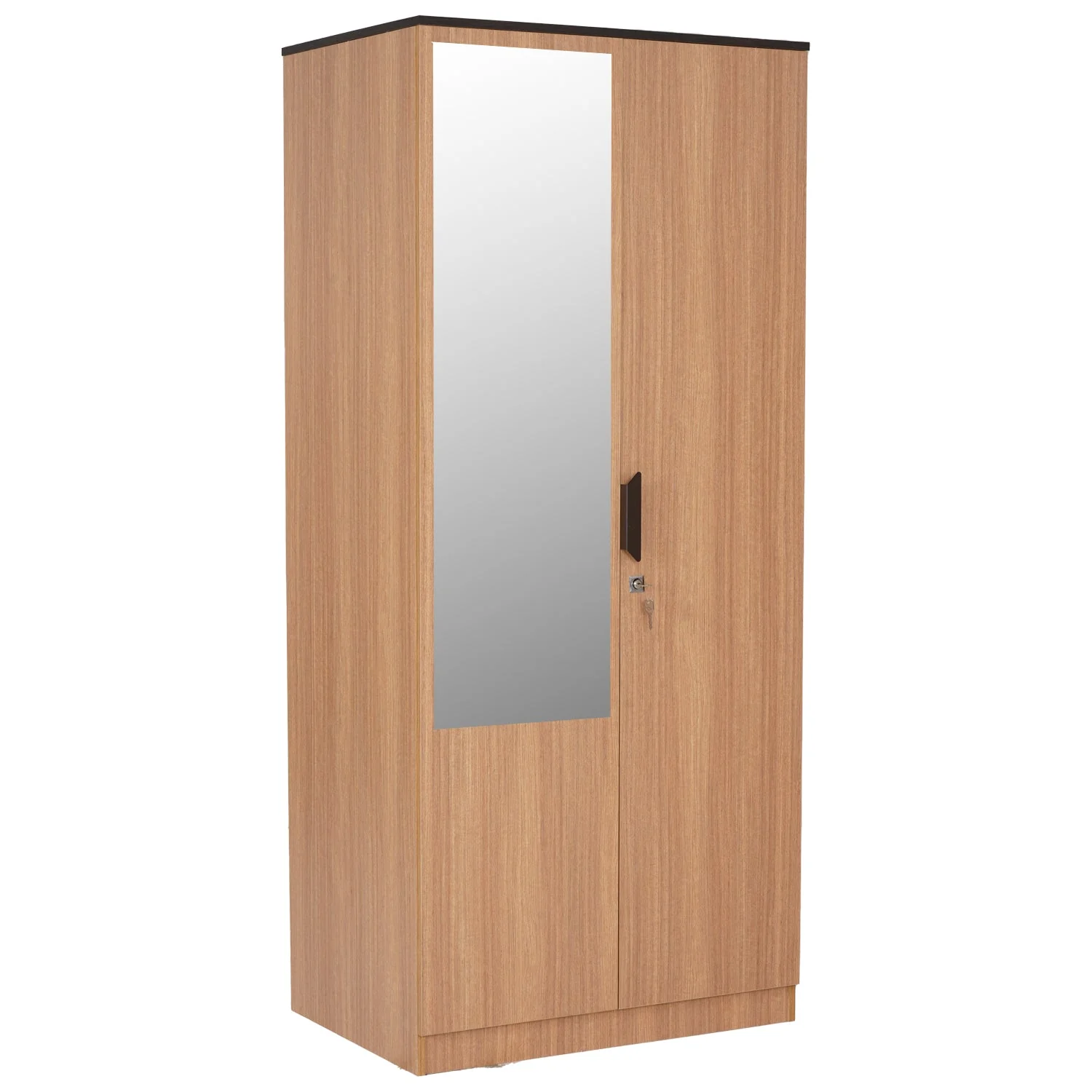Nilkamal Milford 2 Door Wardrobe With Mirror (Urban Teak) - Image 3