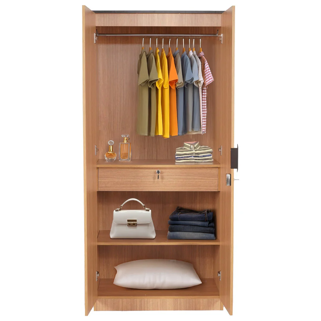 Nilkamal Milford 2 Door Wardrobe With Mirror (Urban Teak) - Image 6