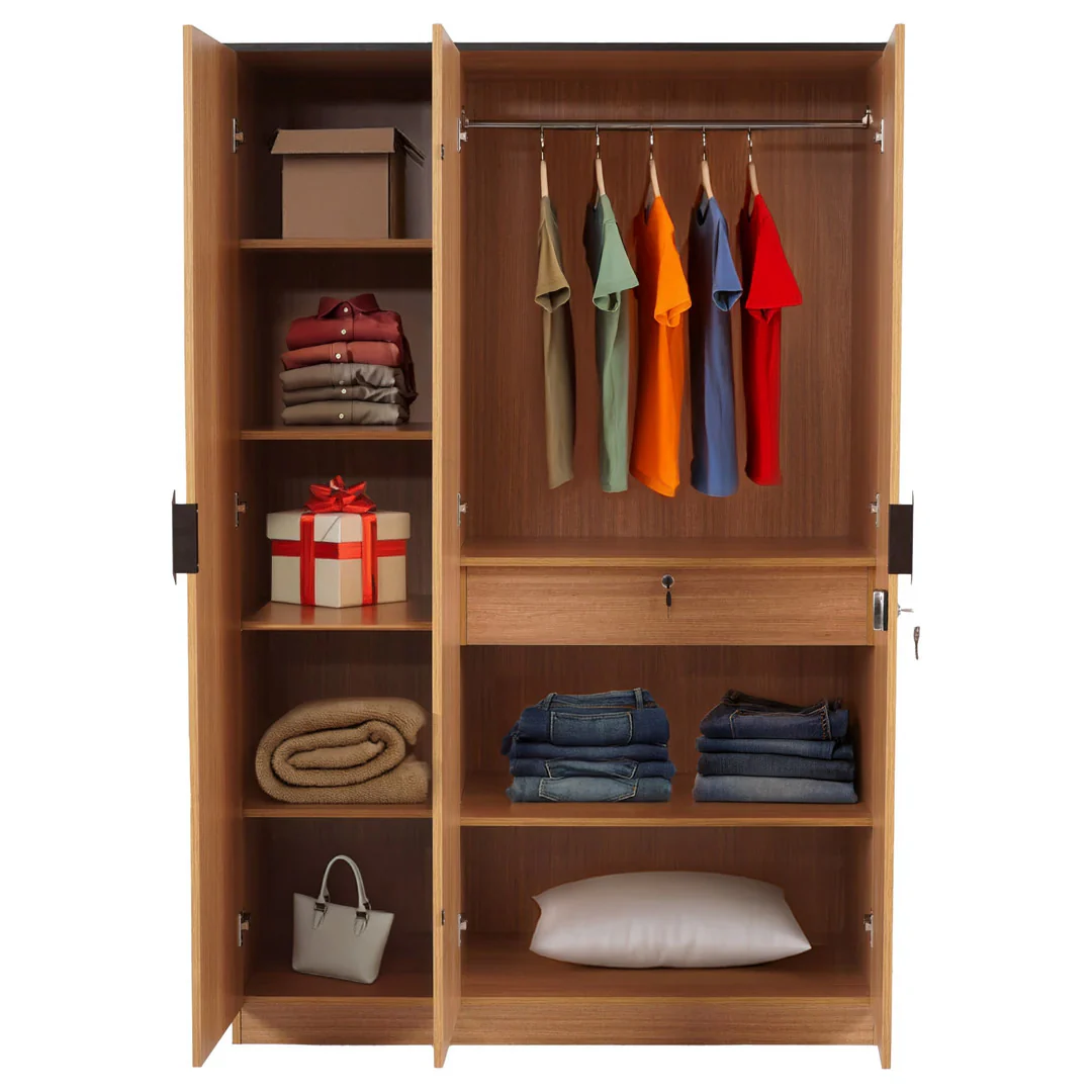 Nilkamal Milford 3 Door Wardrobe  (Urban Teak) - Image 5