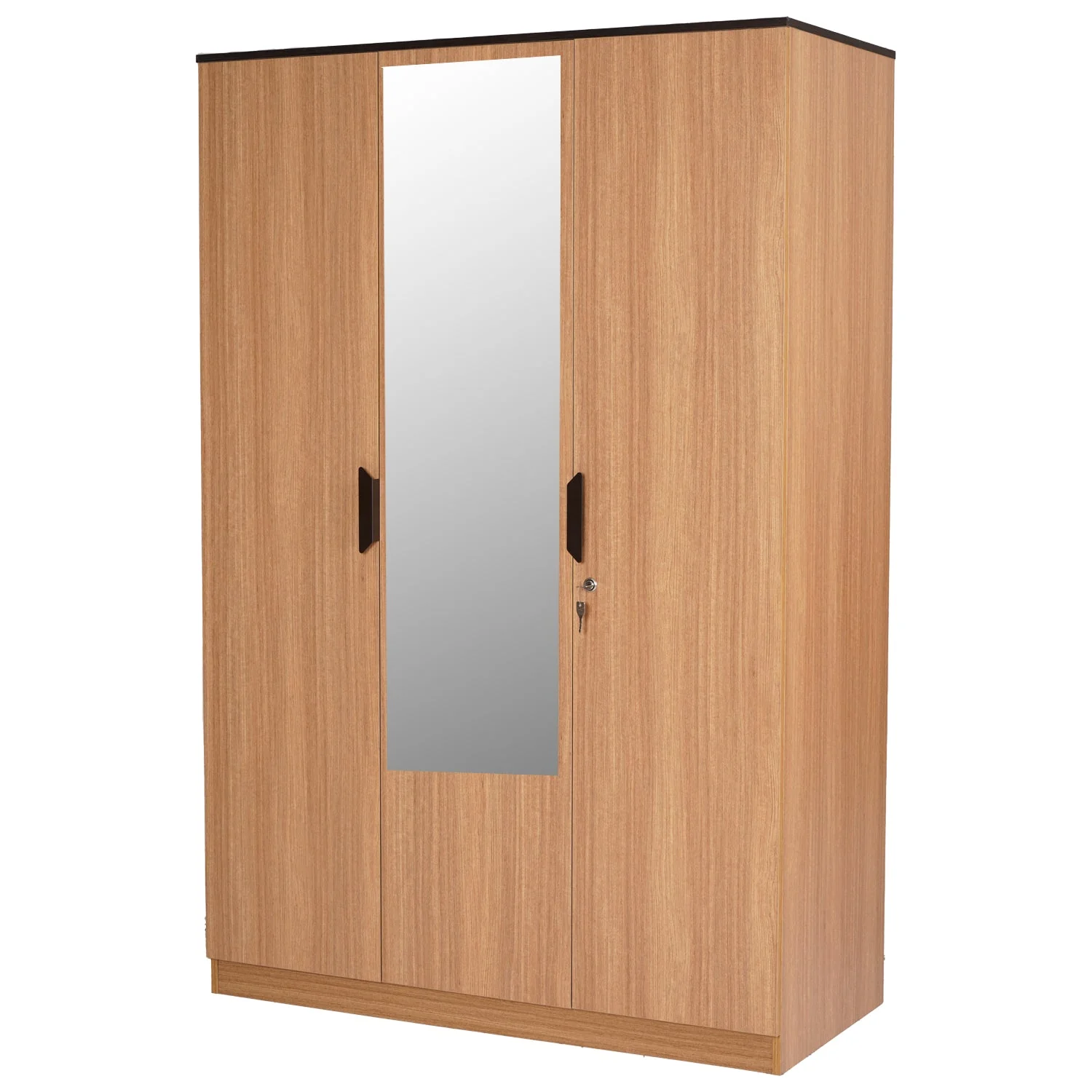 Nilkamal Milford 3 Door Wardrobe With Mirror (Urban Teak) - Image 3