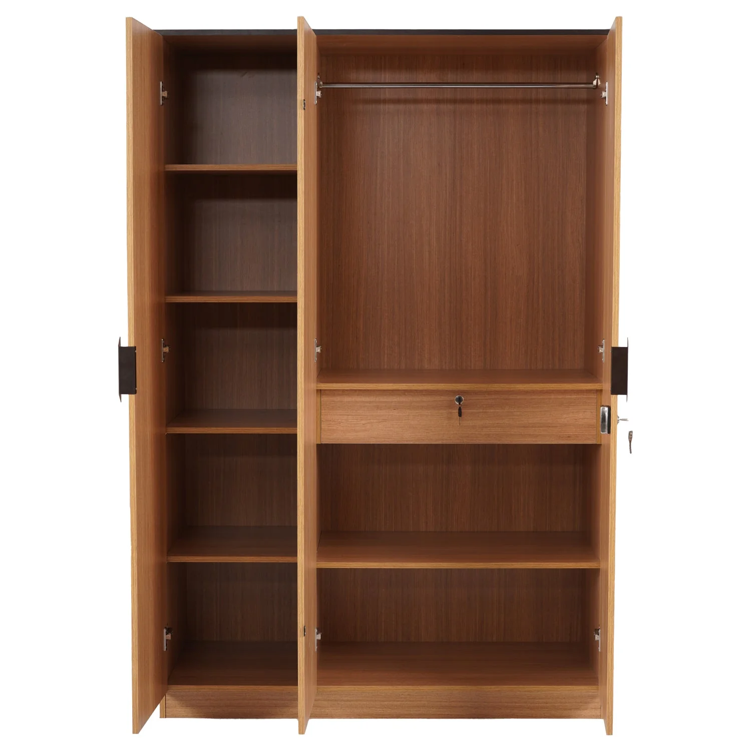 Nilkamal Milford 3 Door Wardrobe With Mirror (Urban Teak) - Image 7