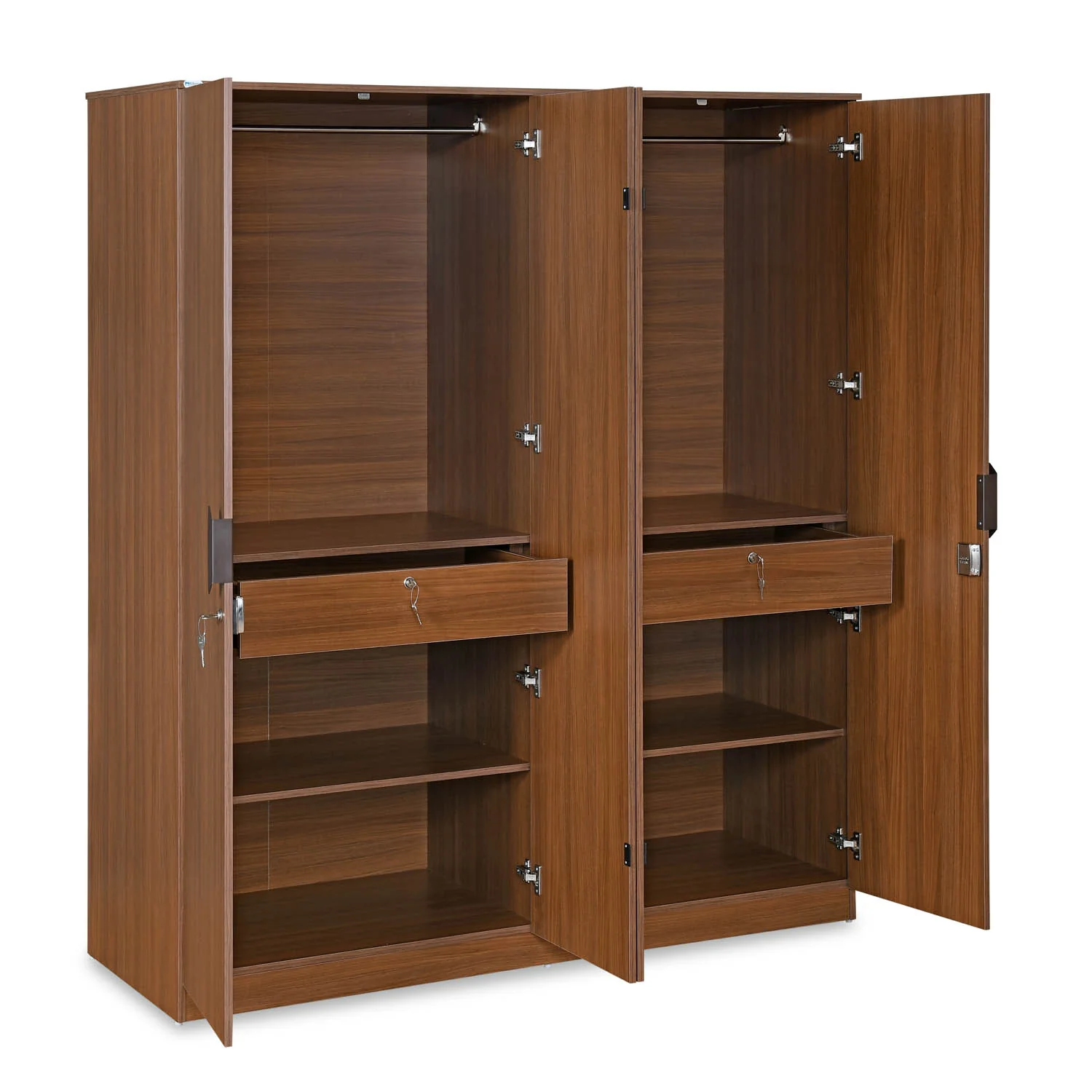Nilkamal Milford 4 Door Wardrobe (Classic Walnut) - Image 5