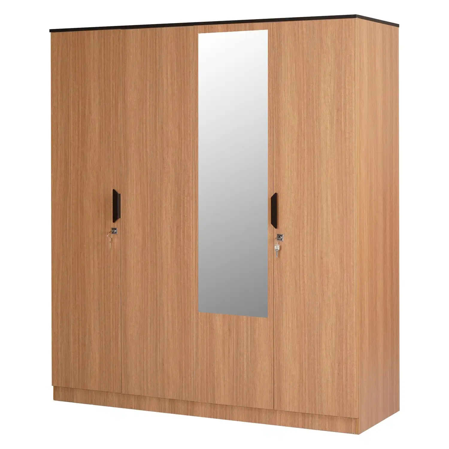 Nilkamal Milford 4 Door Wardrobe With Mirror (Urban Teak) - Image 3