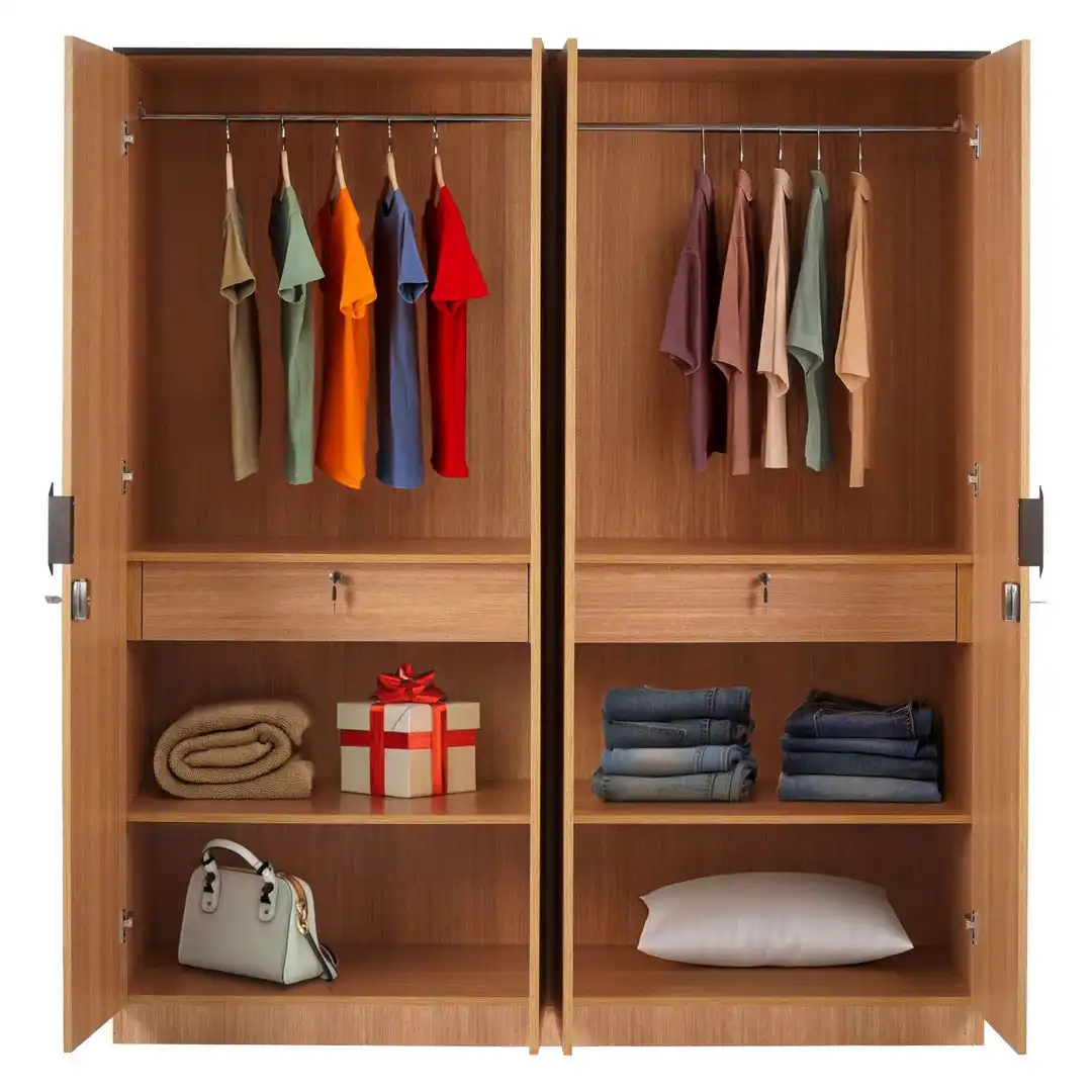 Nilkamal Milford 4 Door Wardrobe With Mirror (Urban Teak) - Image 4